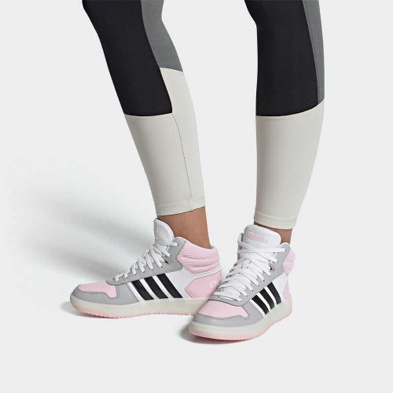 (WMNS) adidas neo Hoops 2.0 Mid 'White Pink Black' FV2737 - 7