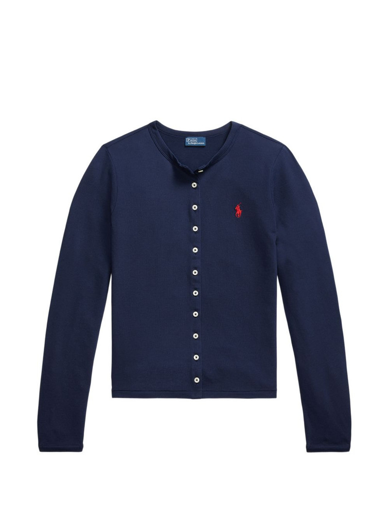 logo-embroidered cardigan 1