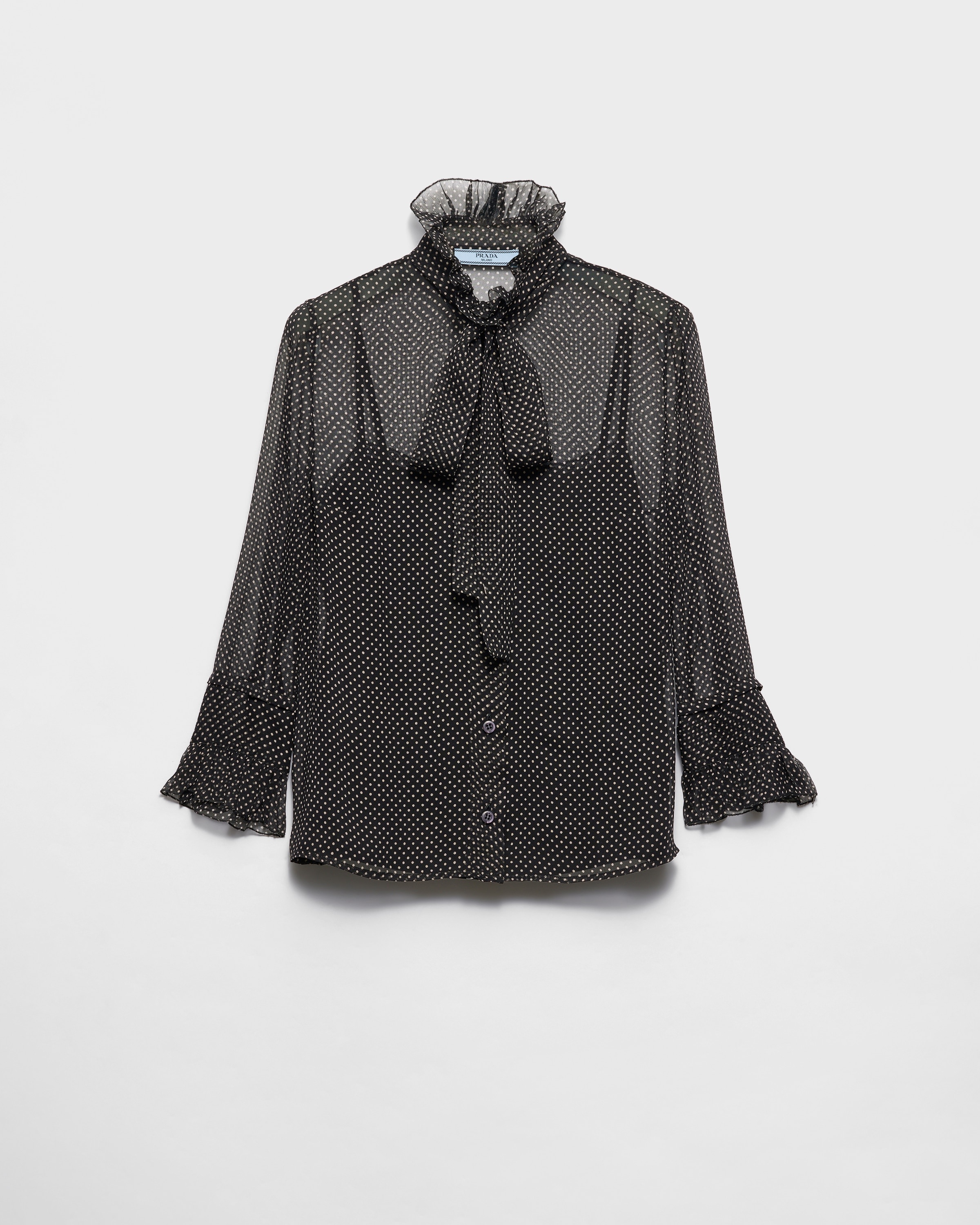 Polka-dot silk chiffon shirt - 1
