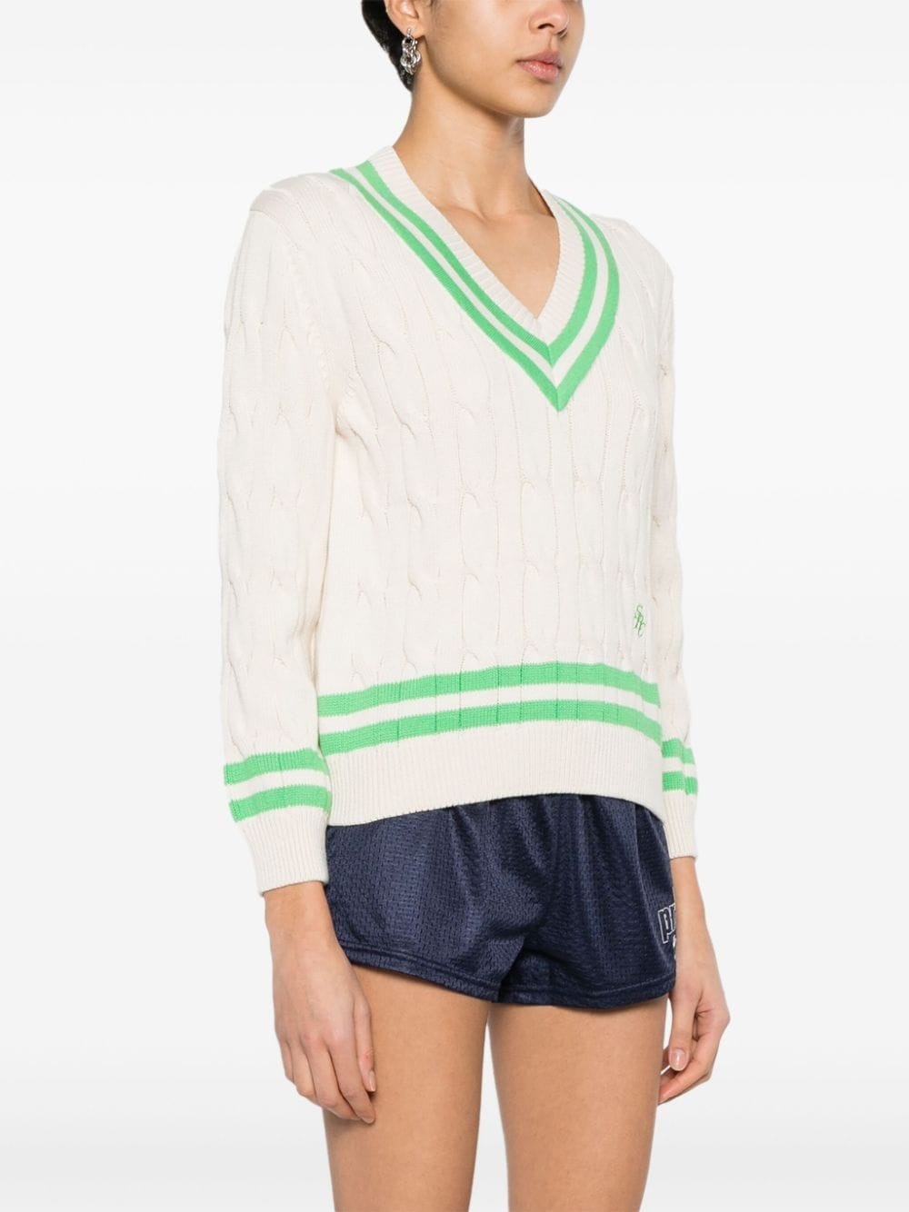 cable-knit cotton jumper - 3