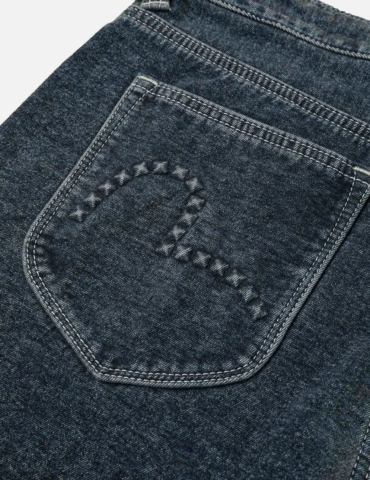 Washed Emboss Rivet Seagull Carrot Fit Jeans #2017 - 5