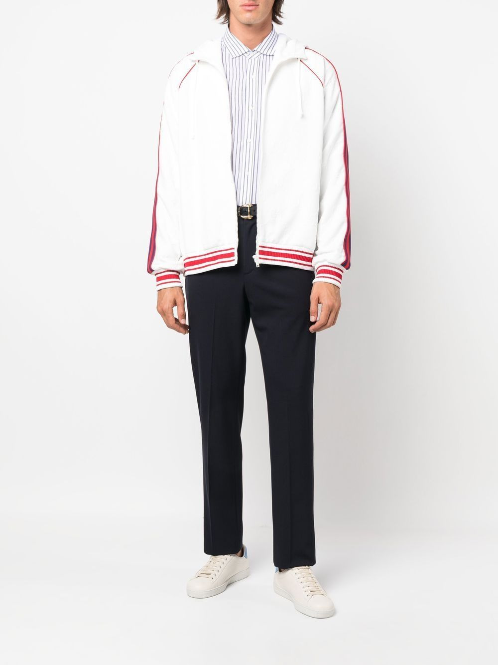 Web stripe zipped hoodie - 2