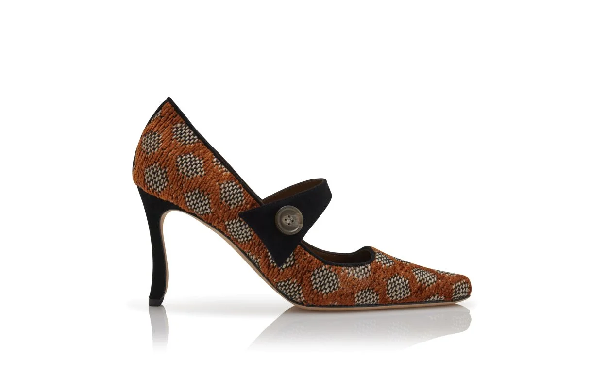 Multicoloured Chenille and Raffia Mary Jane Pumps - 1