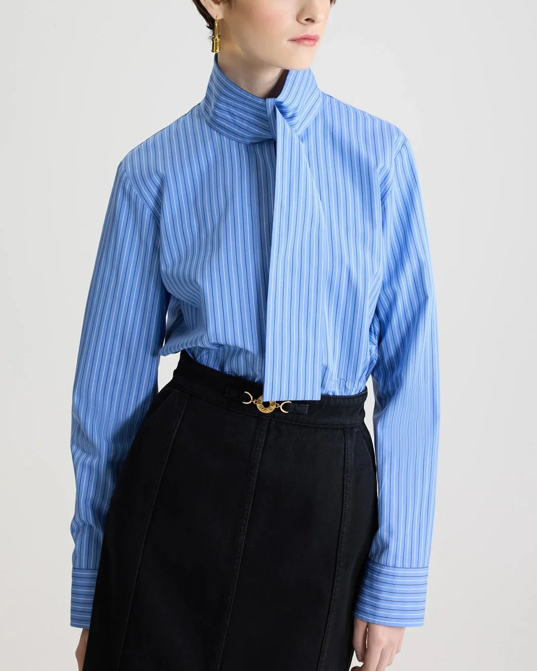 SCARF COLLAR BLOUSE IN PRINTED ORGANIC COTTON POPLIN - 2