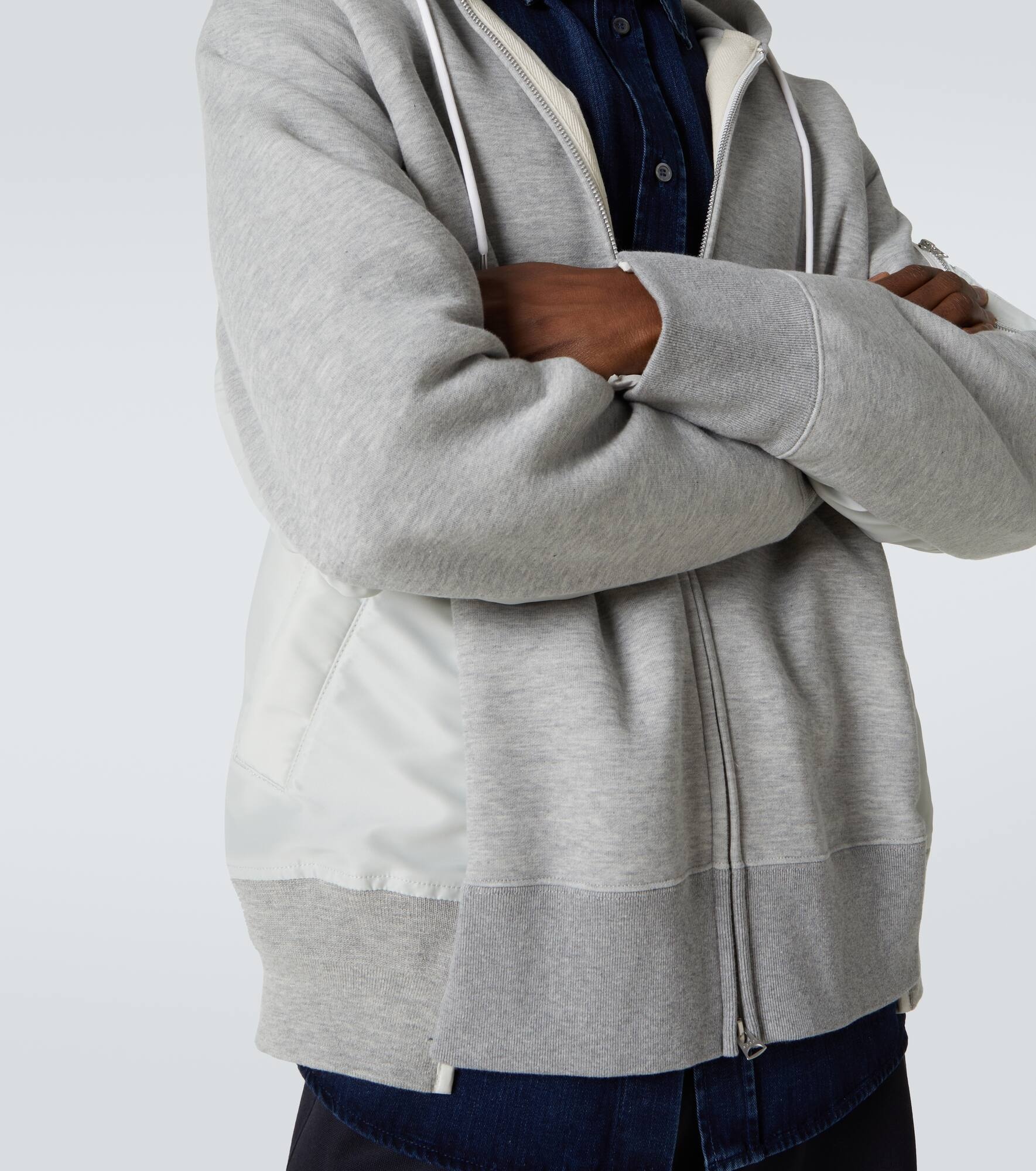 Cotton jersey and technical twill hoodie - 6