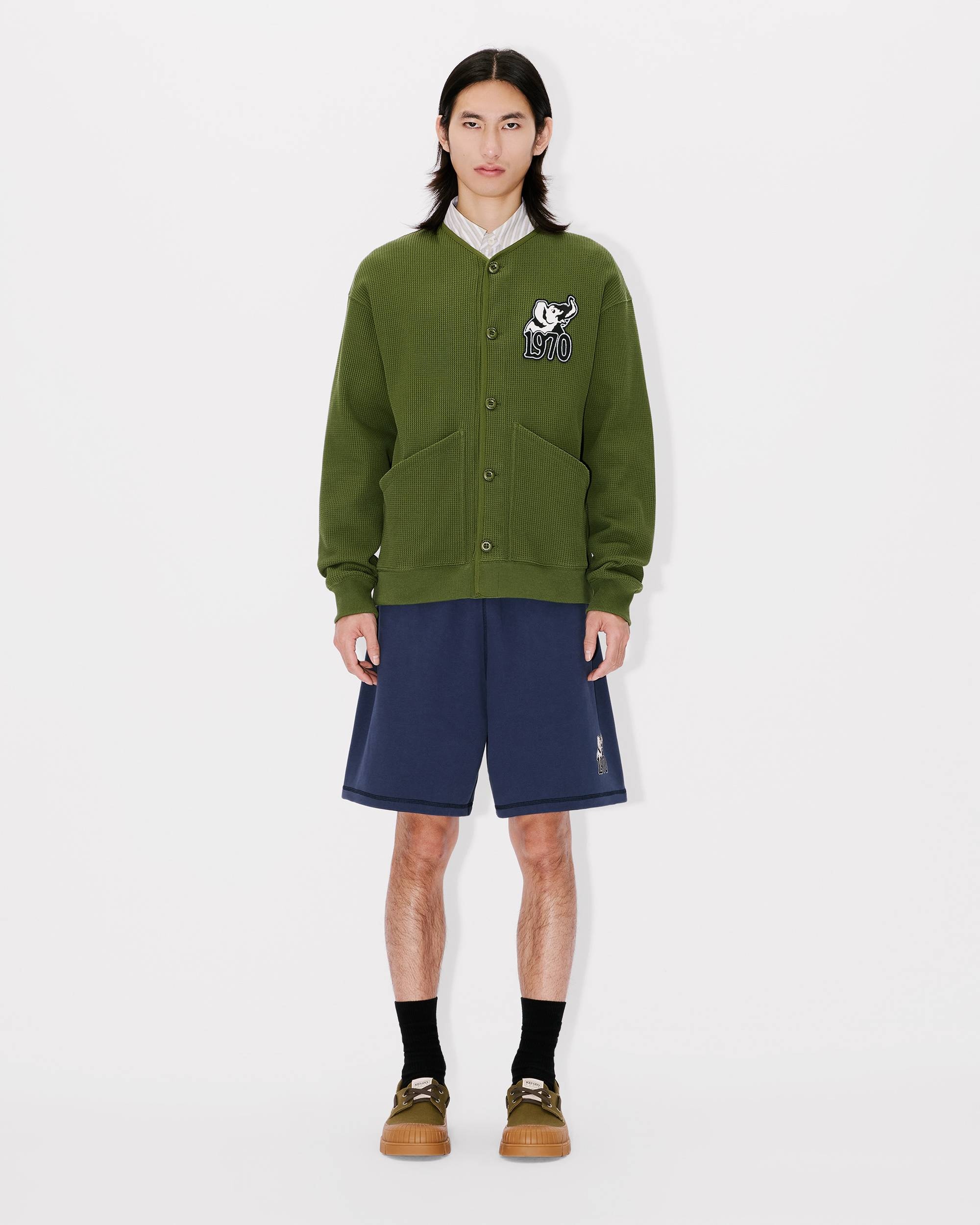 'KENZO Jungle Elephant' embroidered cardigan in waffle textured molleton - 5
