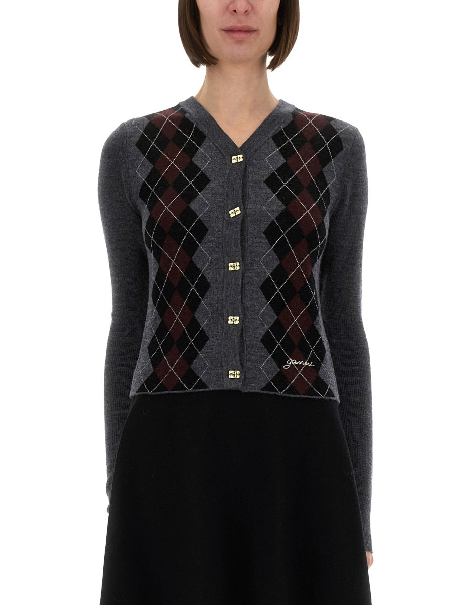 Jacquard Wool Cardigan - 1