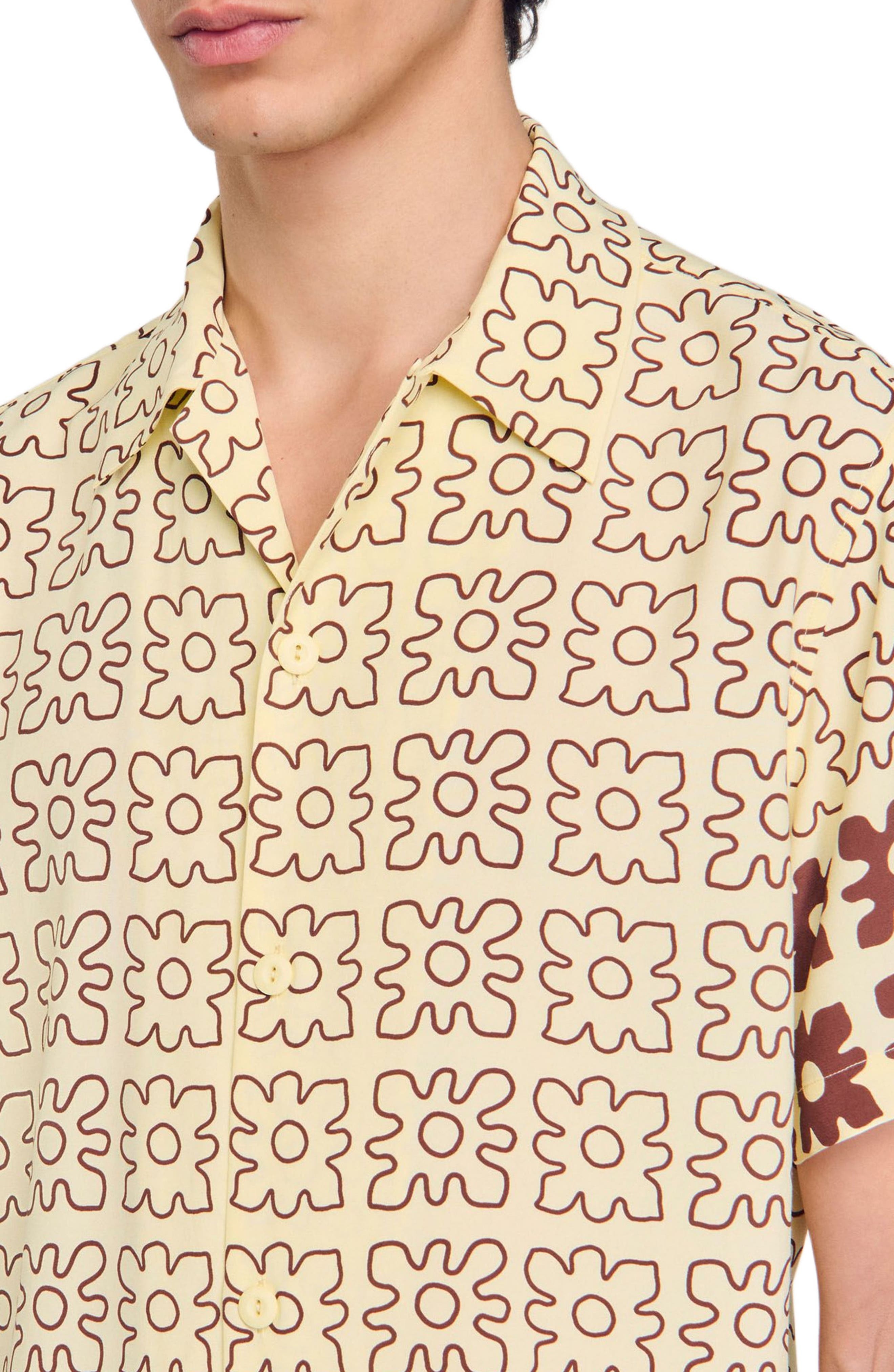SANDRO Floral motif shirt in Oats at Nordstrom - 4
