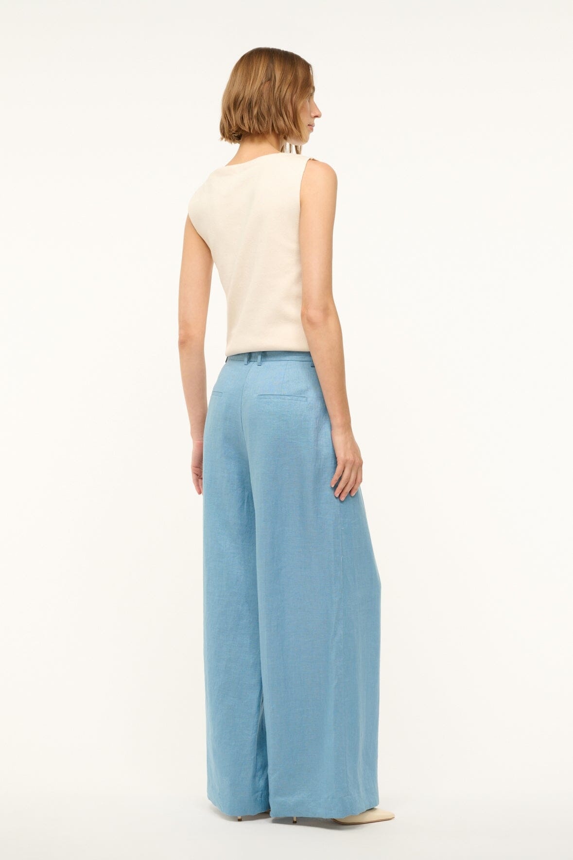 STAUD SASHA LINEN PANT SLATE BLUE - 5