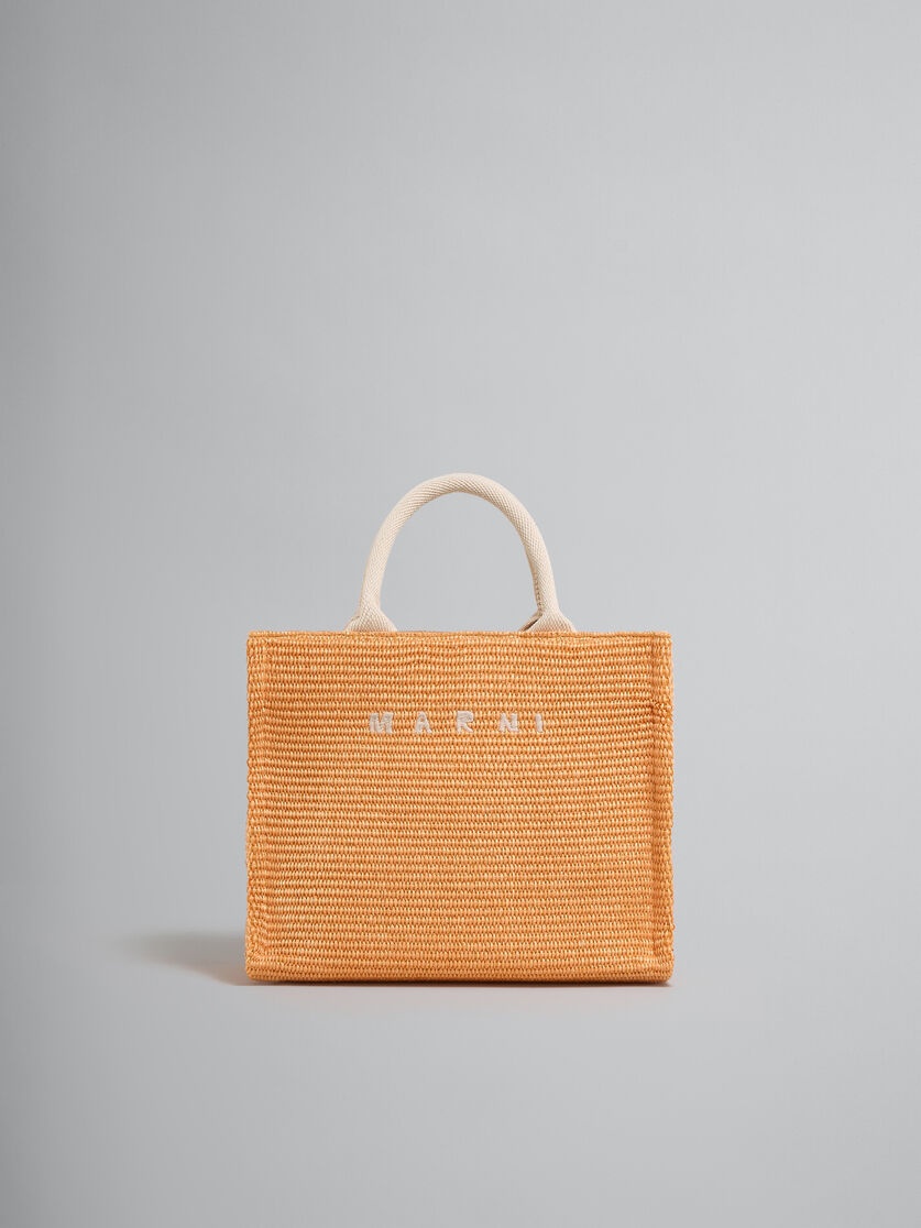 ORANGE RAFFIA-EFFECT SMALL TOTE BAG - 1