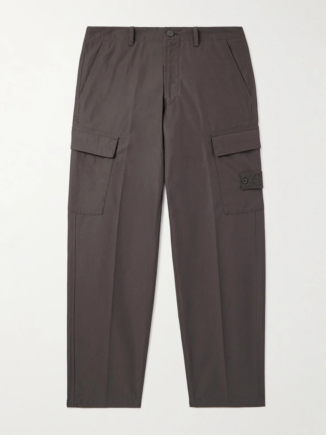 STONE ISLAND GHOST Straight-Leg Logo-Appliquéd Cotton Cargo Trousers - 1
