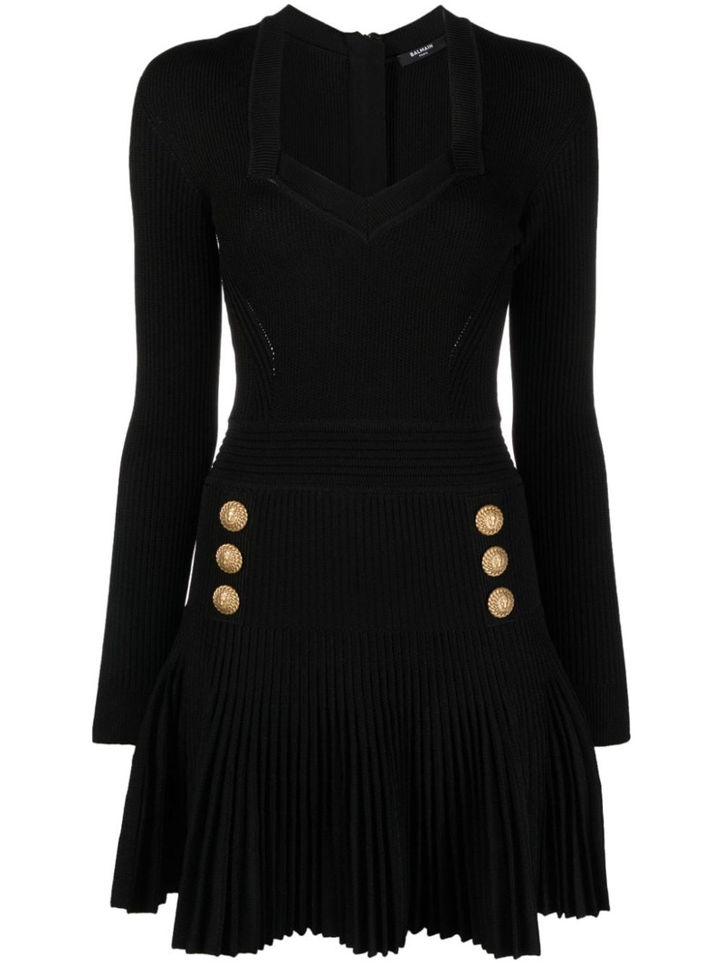 flared ribbed-knit dress 1