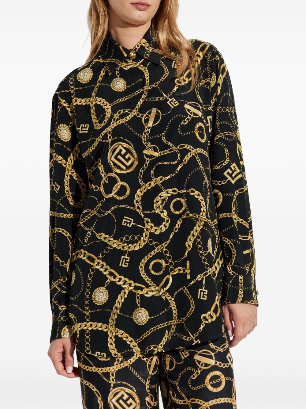 chain-print button-up shirt - 3