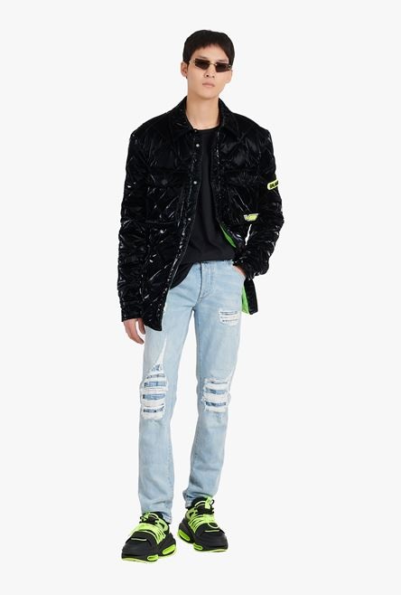 Slim cut ripped light blue denim cotton jeans - 2