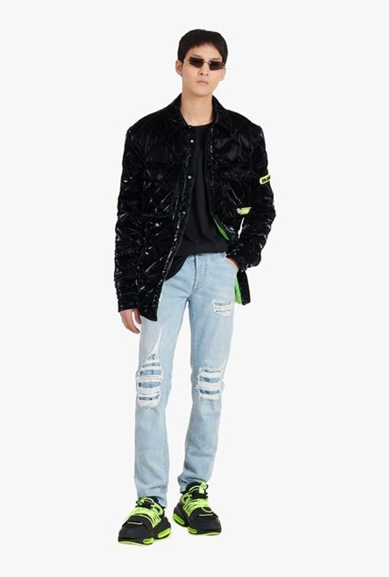 Balmain Slim cut ripped light blue denim cotton jeans outlook