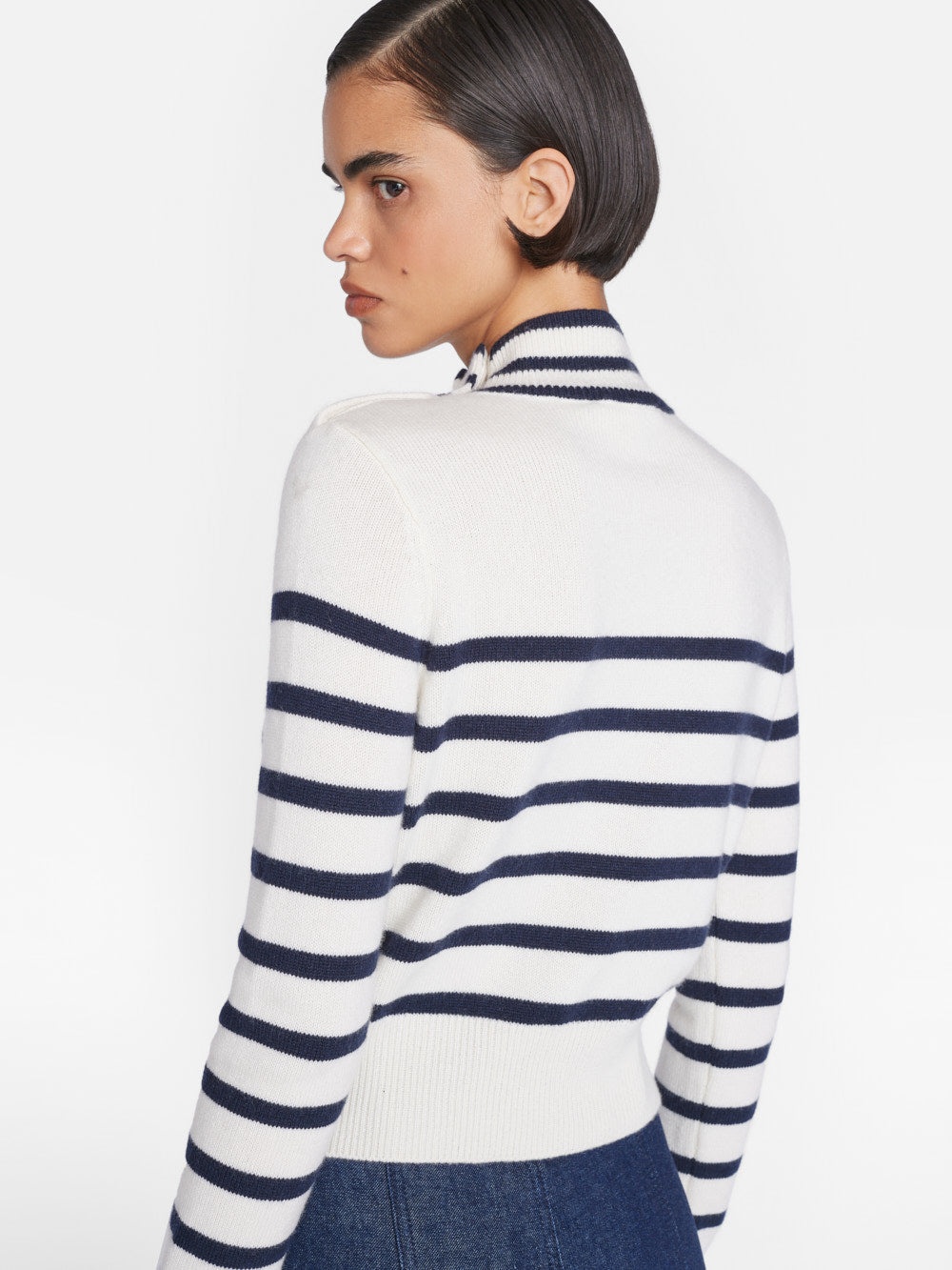 Mariner Cashmere Turtleneck in Off White Multi - 7