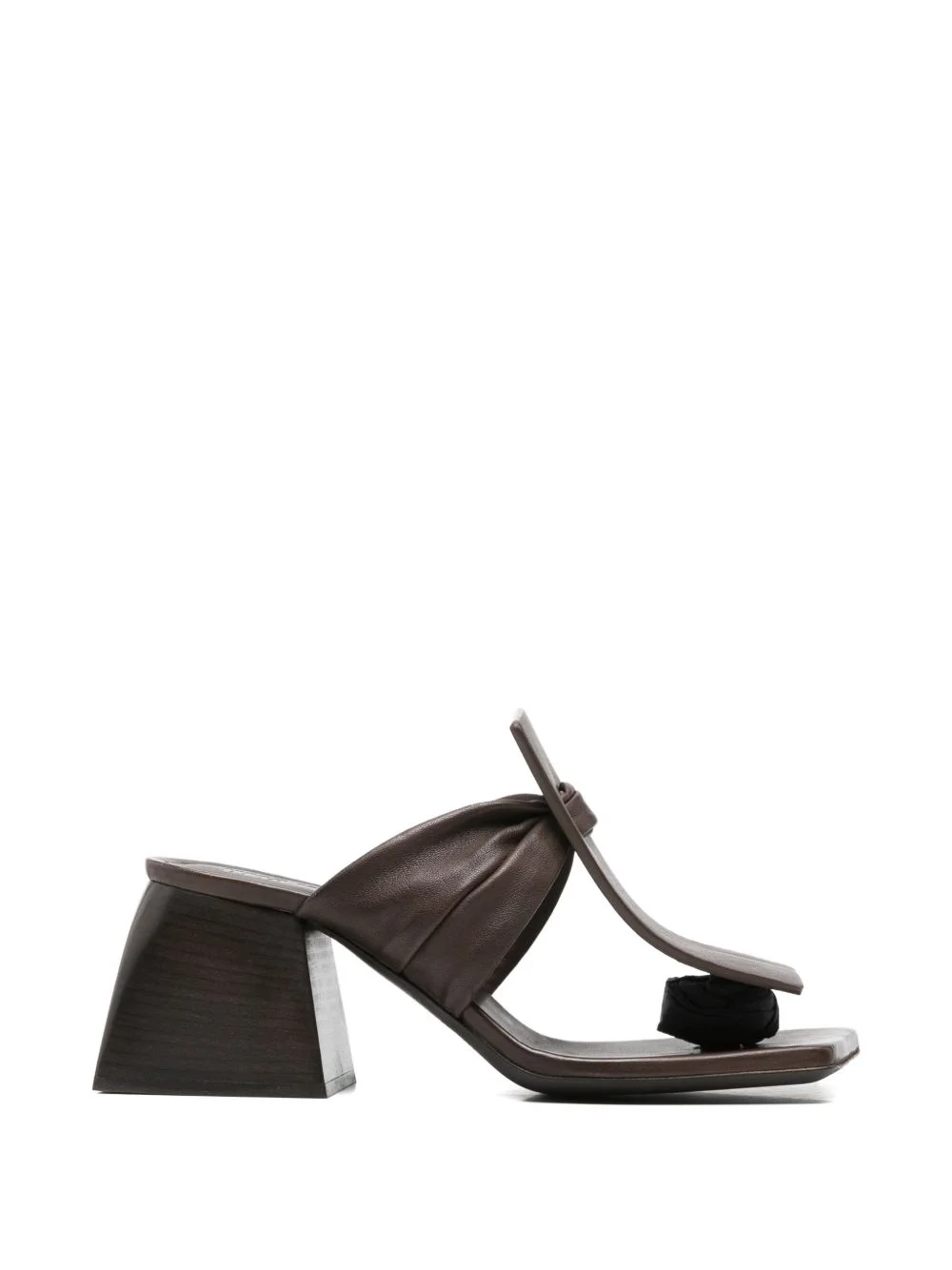 ruched square-toe sandals - 1