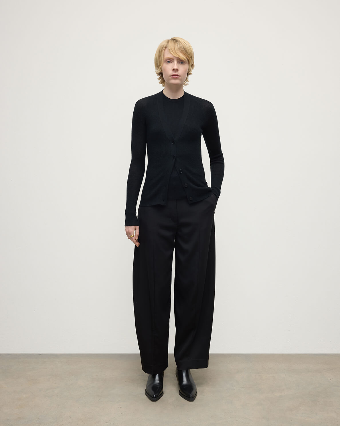 Superfine Cashmere Black Cardigan - 2