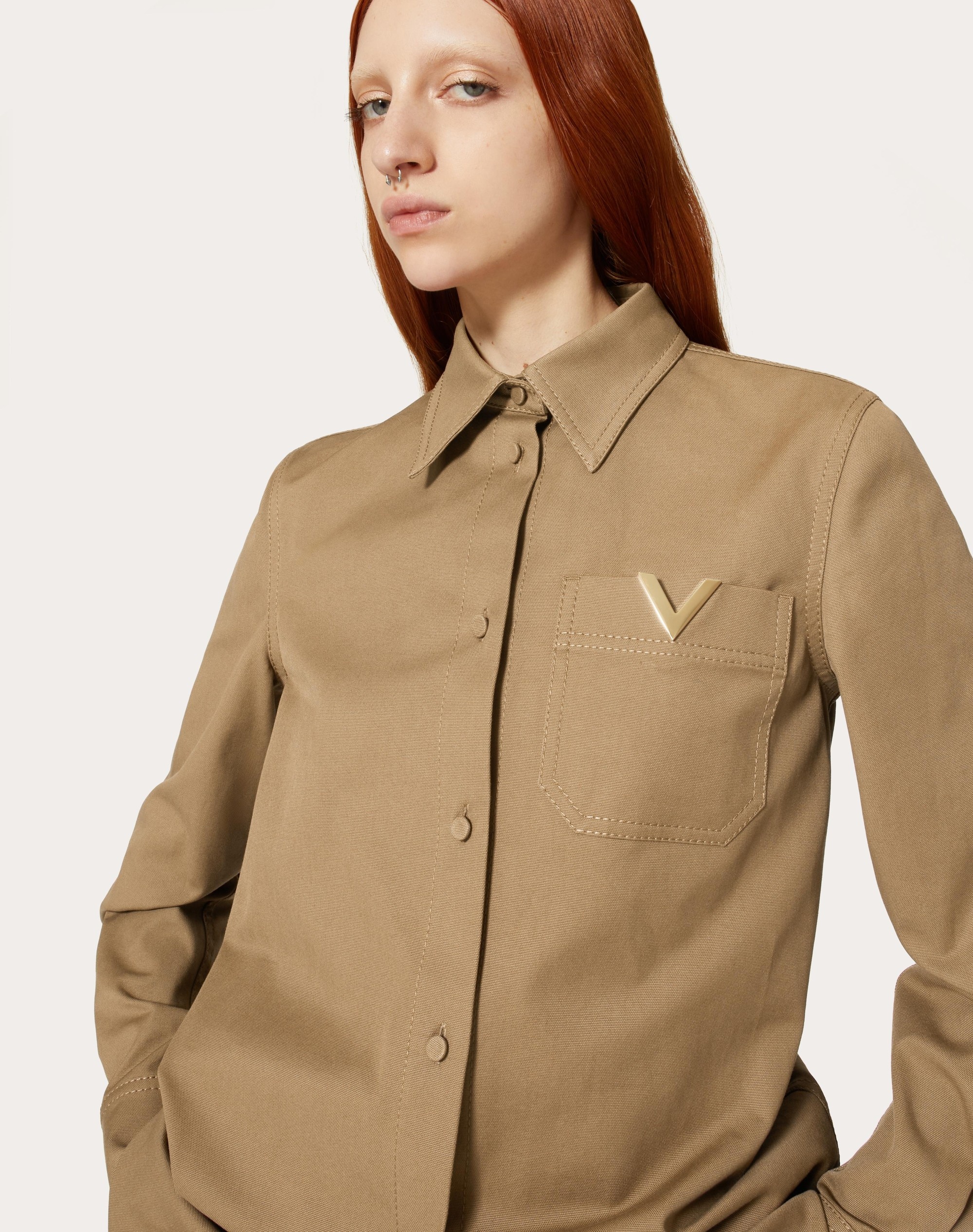 STRETCH COTTON CANVAS OVERSHIRT - 5