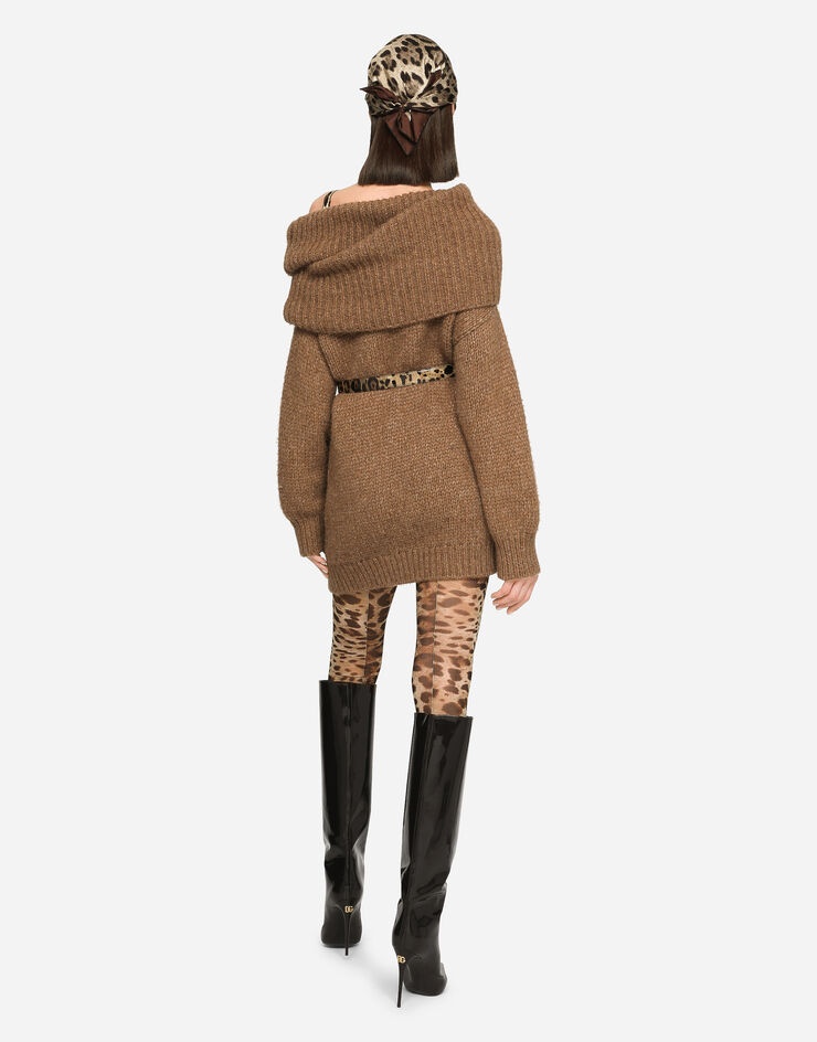 Oversize llama wool sweater with shawl neck - 3