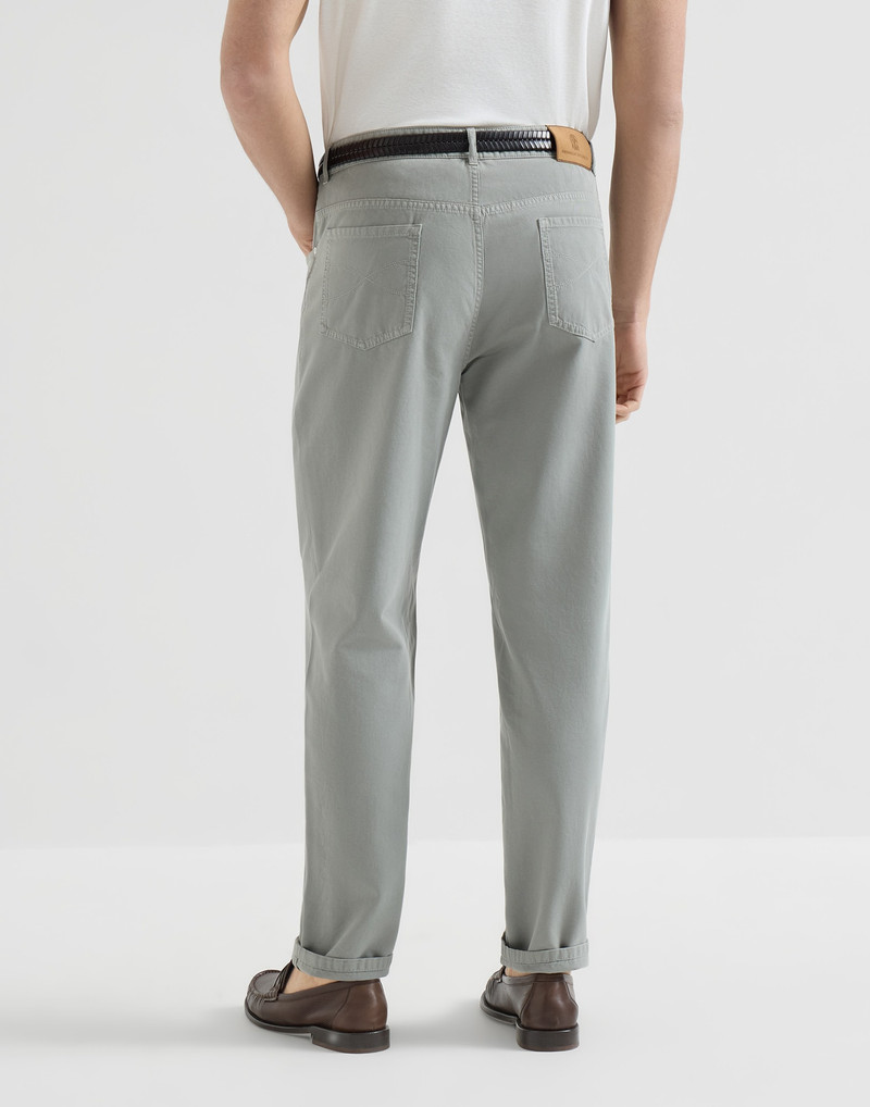 Garment-dyed five-pocket trousers in twisted cotton gabardine 3