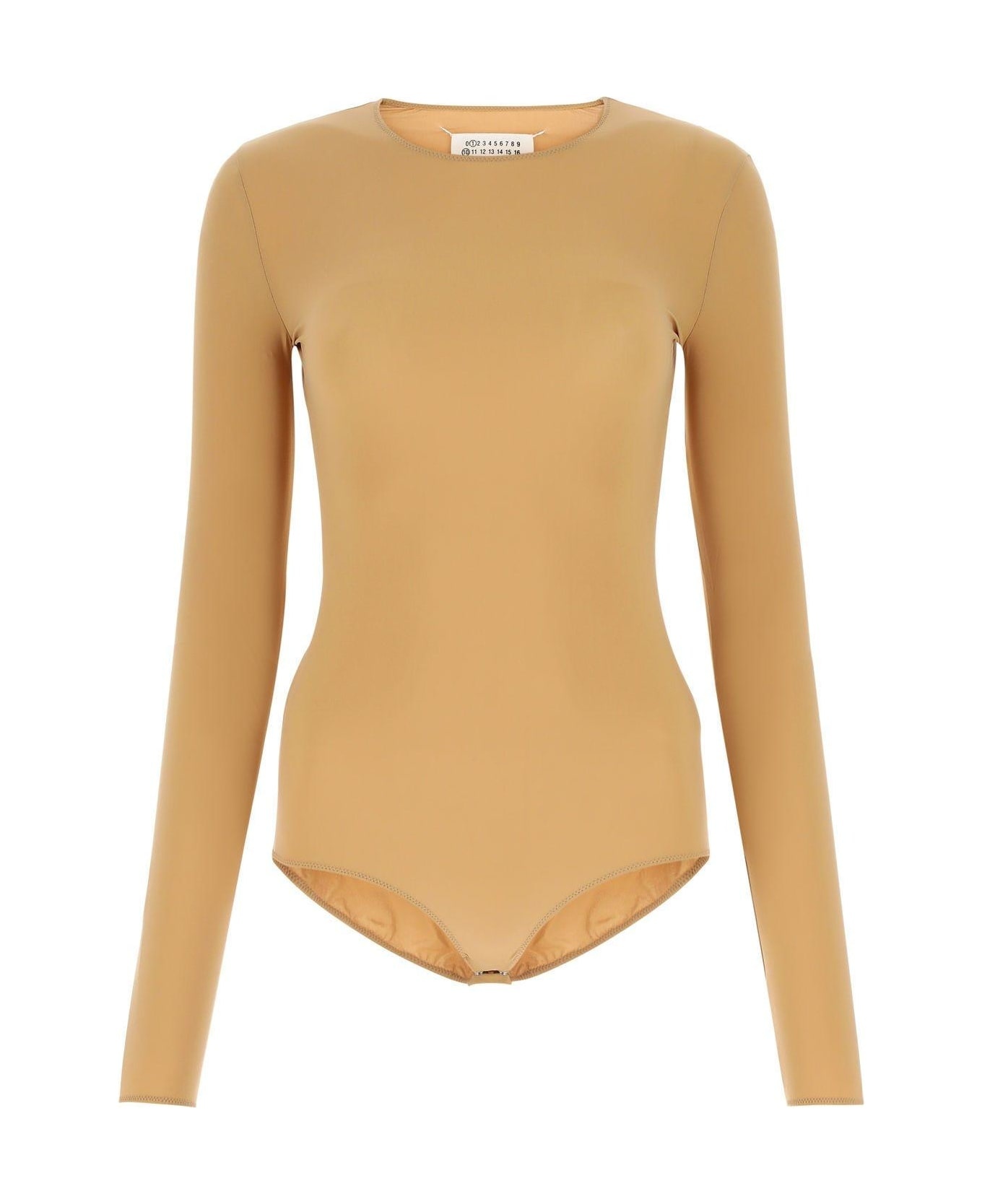 Skin Pink Stretch Nylon Bodysuit - 1
