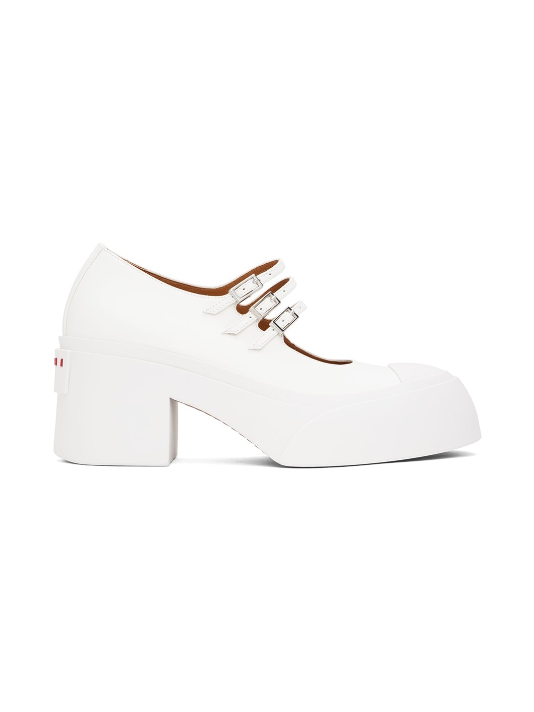 White Pablo Triple-Buckle Mary Jane Heels - 1