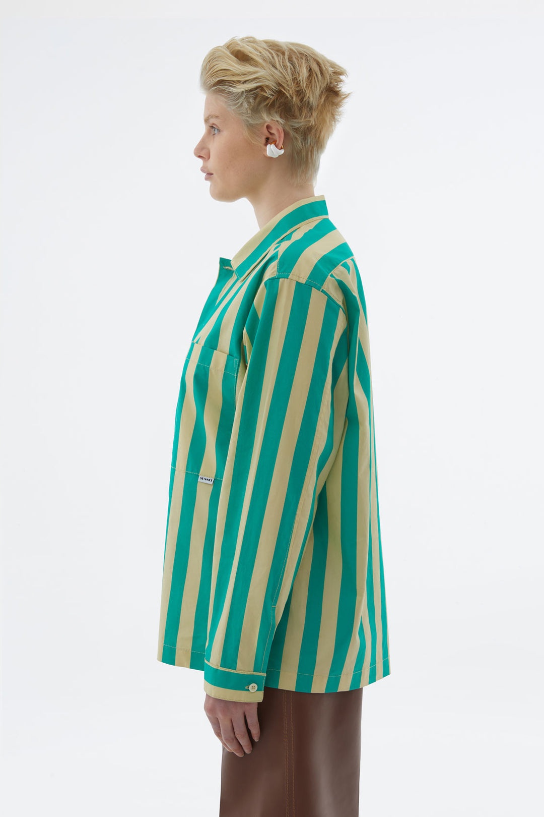 LIGHT YELLOW & GREEN STRIPED SHIRT - 5