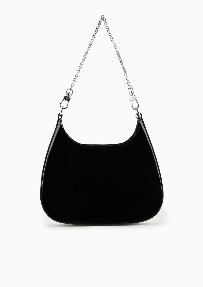 Small hobo shoulder bag in patent leather with chain strap 3