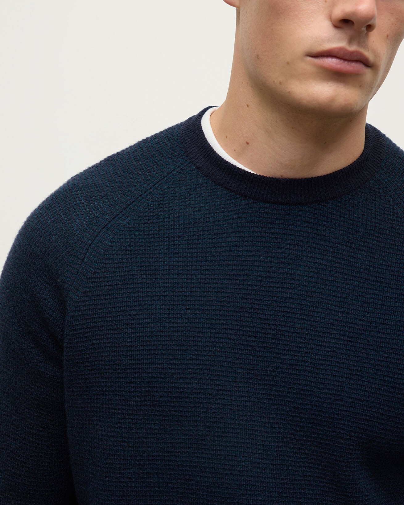 Waffle Stitch Navy Cashmere Jumper - 5