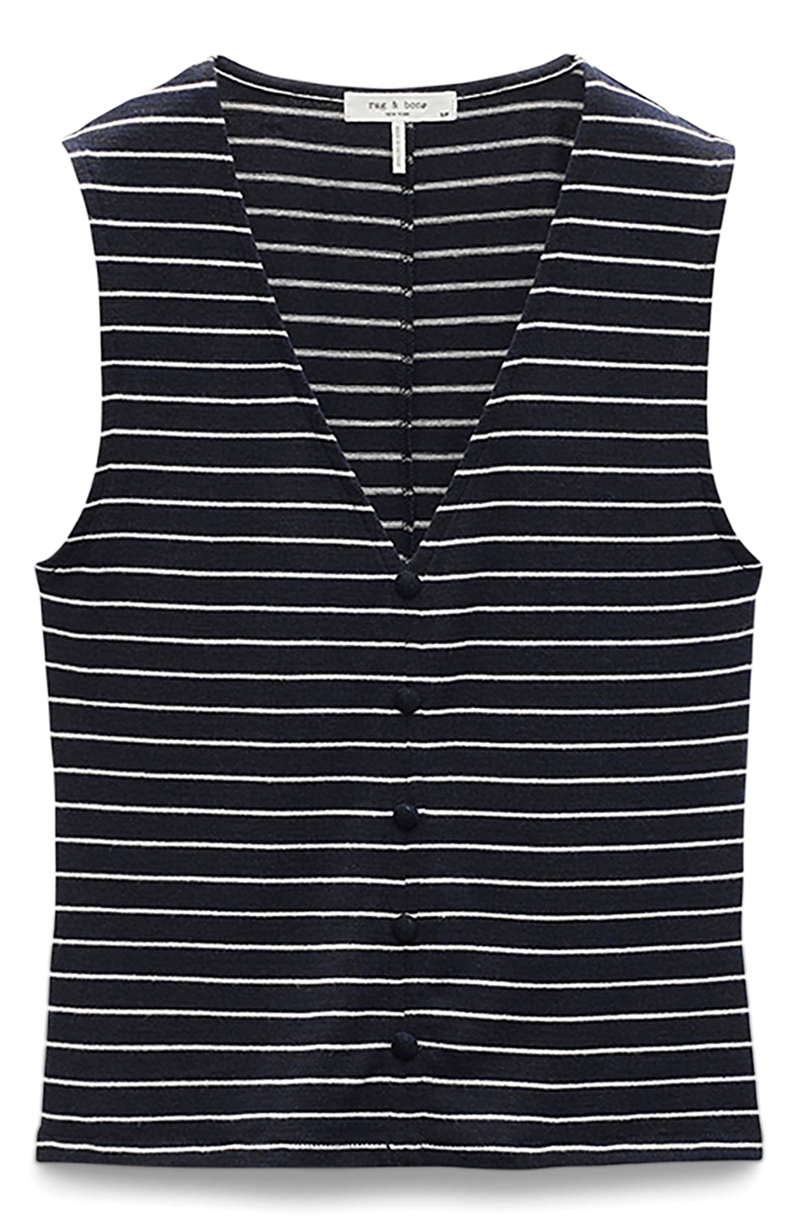 rag & bone The Knit Stripe T-Shirt in Navy at Nordstrom - 4