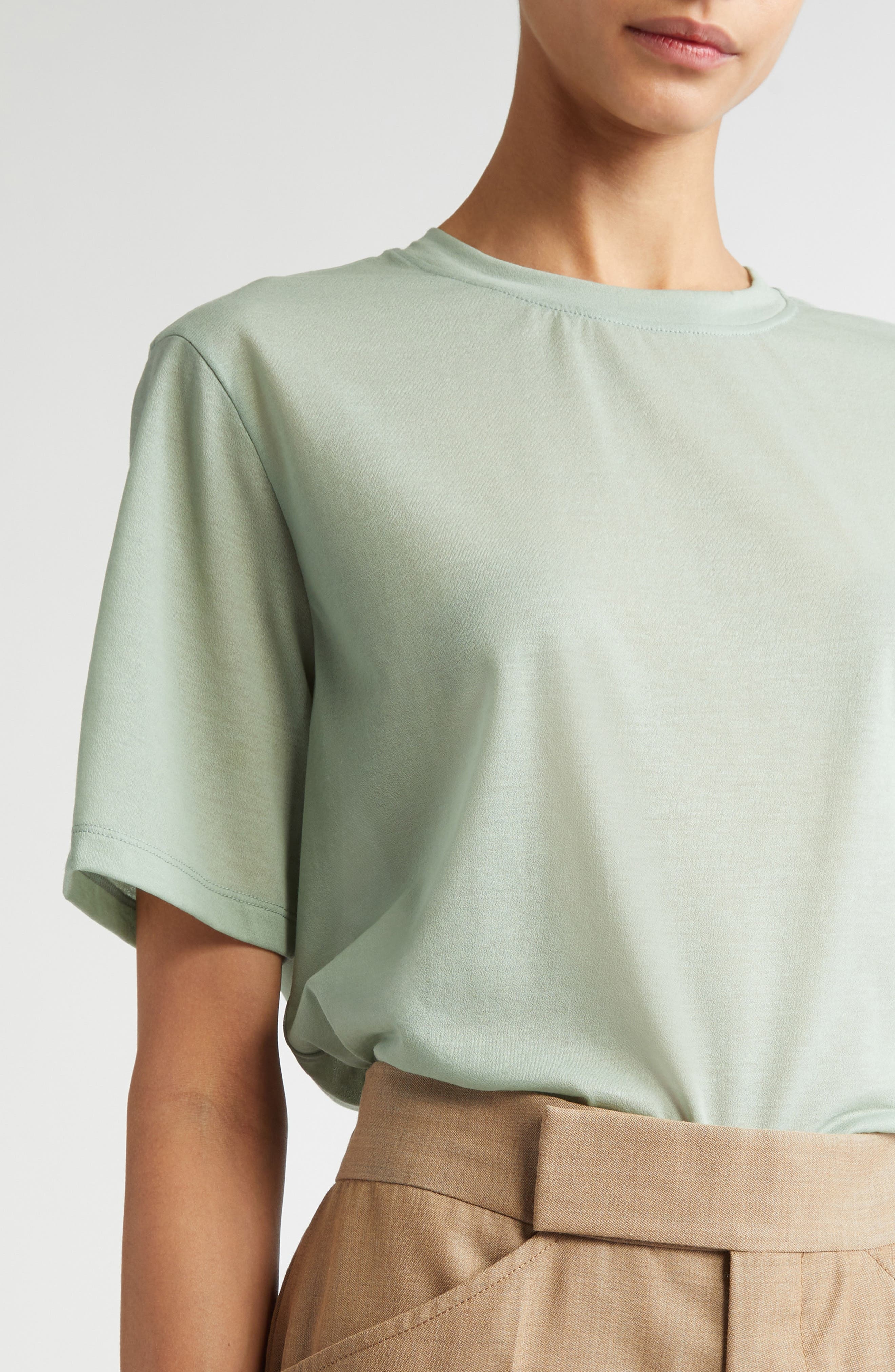 Victoria Beckham Classic Cotton Blend T-Shirt in Wasabi at Nordstrom - 5