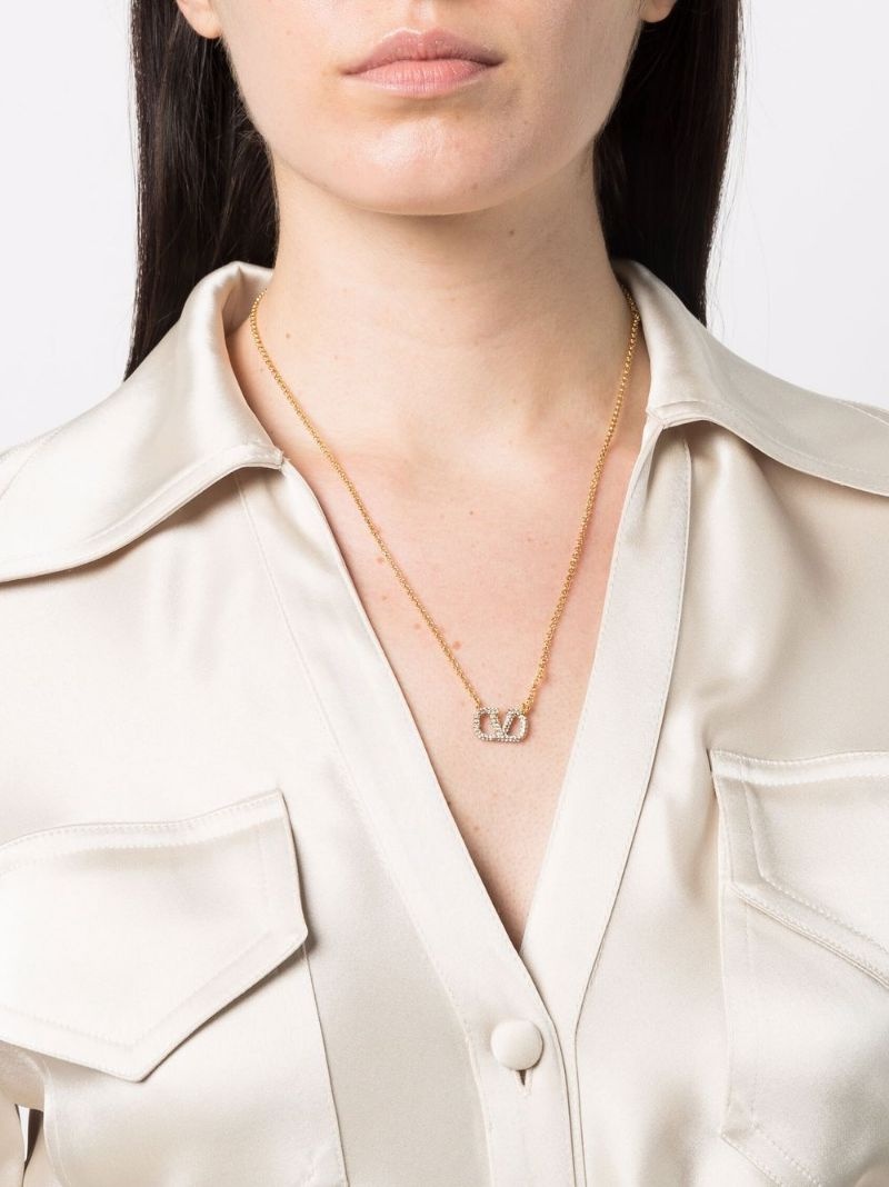 VLogo Signature crystal-embellished necklace - 2