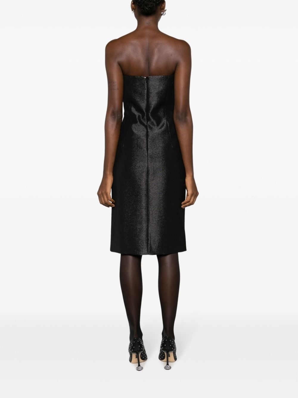bustier-style metallic-effect dress - 4