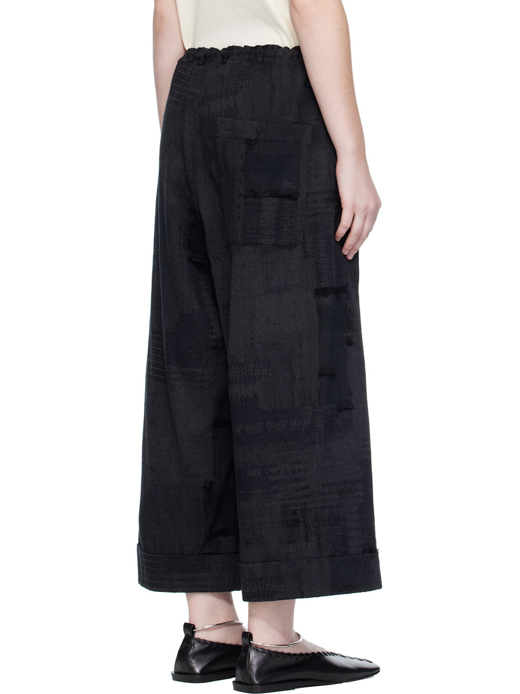Black Jacquard Trousers - 3