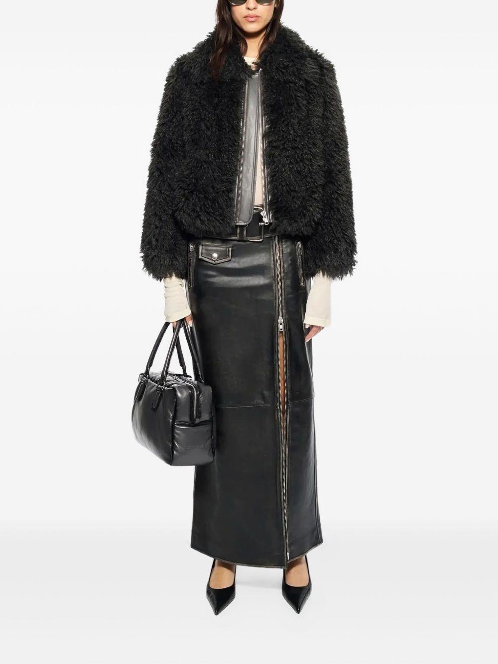 teddy-texture zip-up jacket - 2