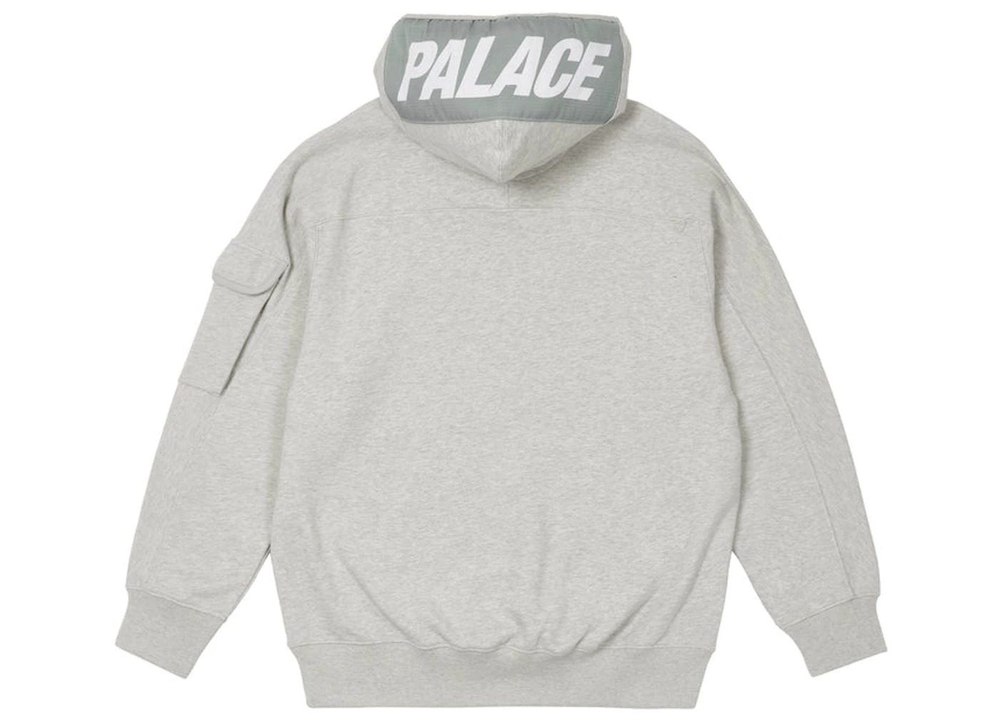 Palace Giant Woven Label Hood Grey Marl - 2