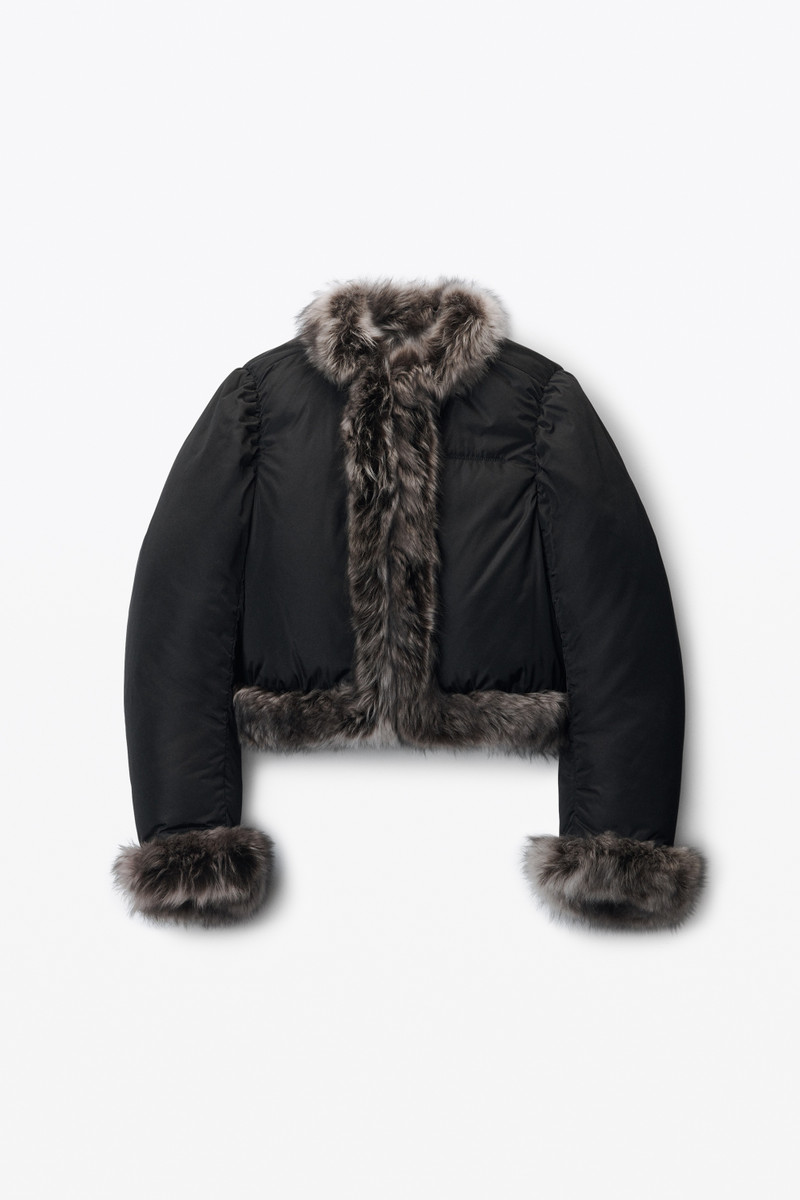 cardigan puffer with fur trim 1