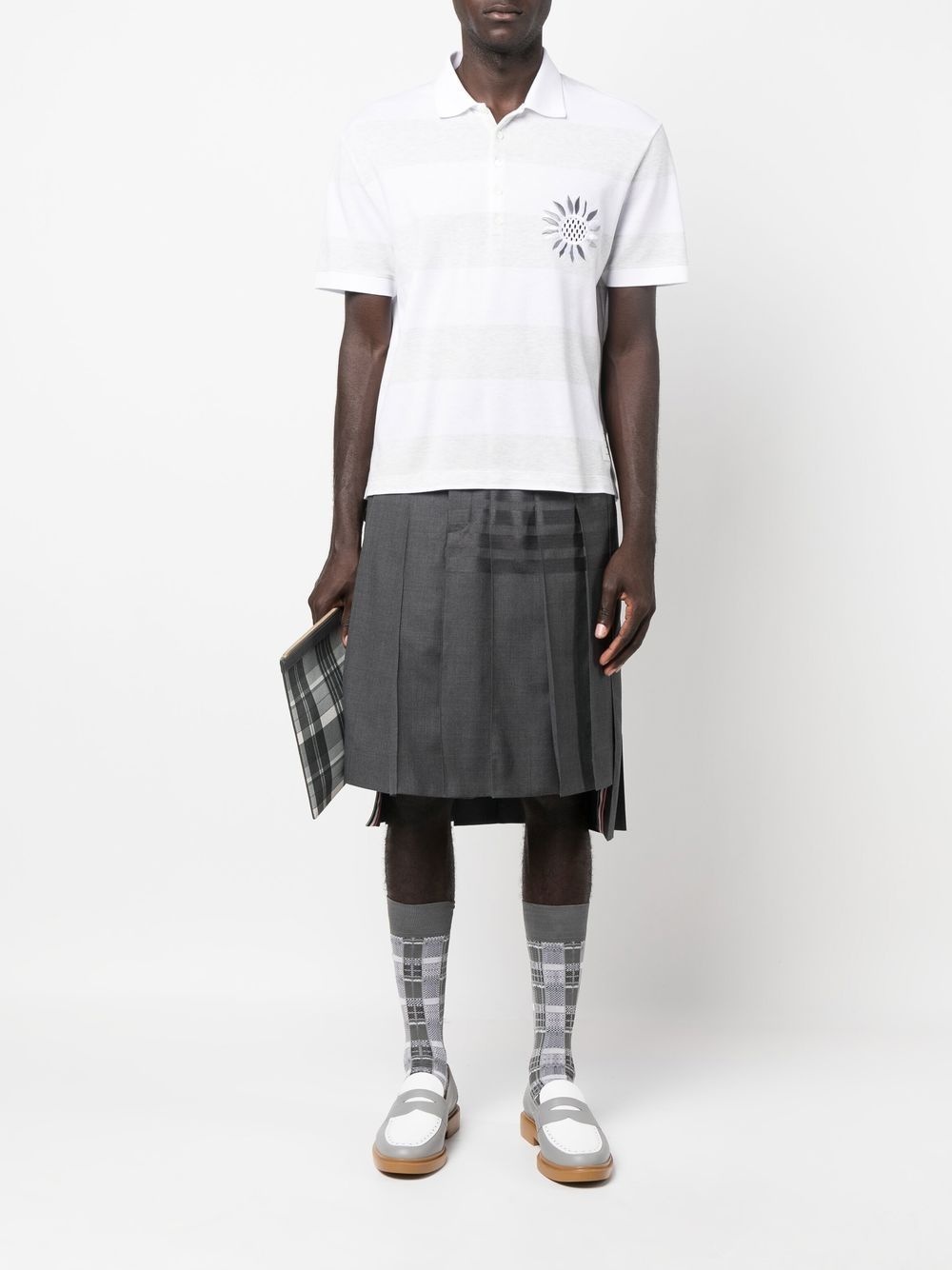 flower-embroidered striped polo shirt - 2