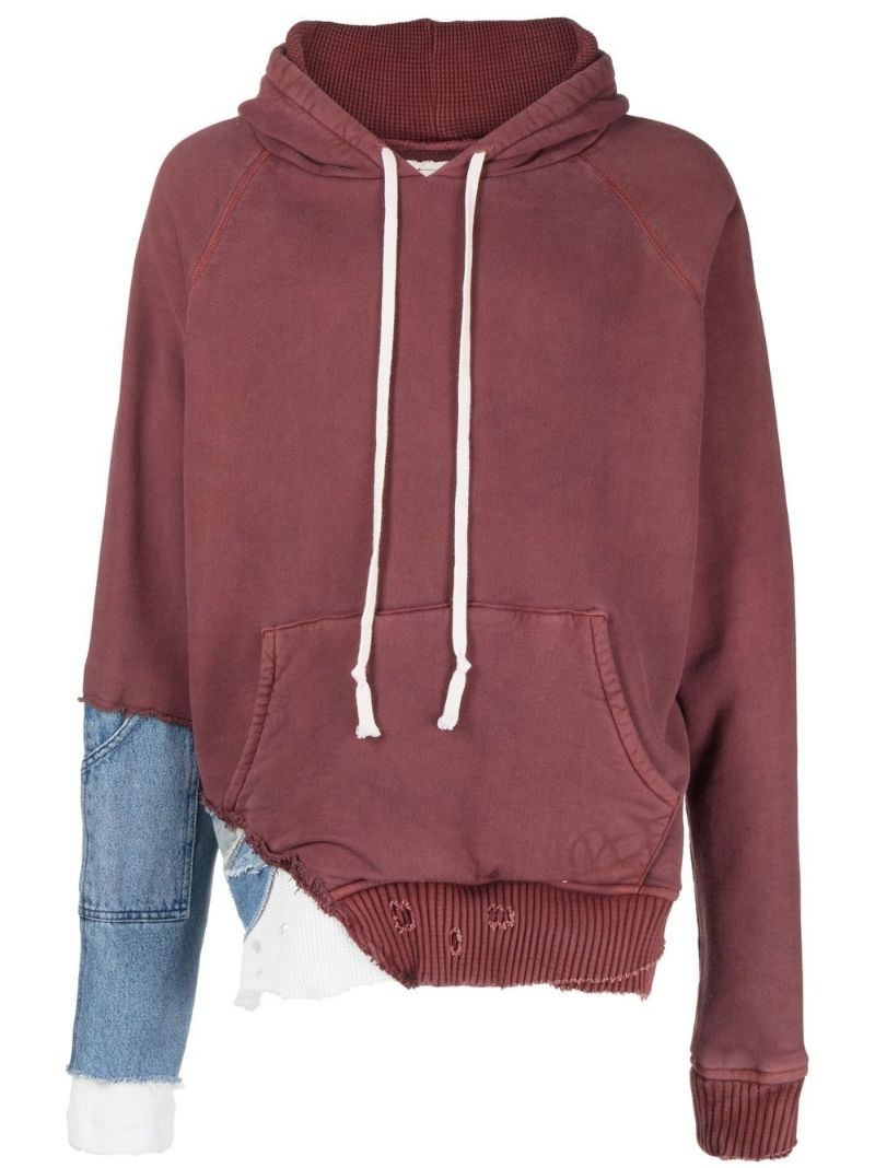 patchwork distressed hoodie - 1