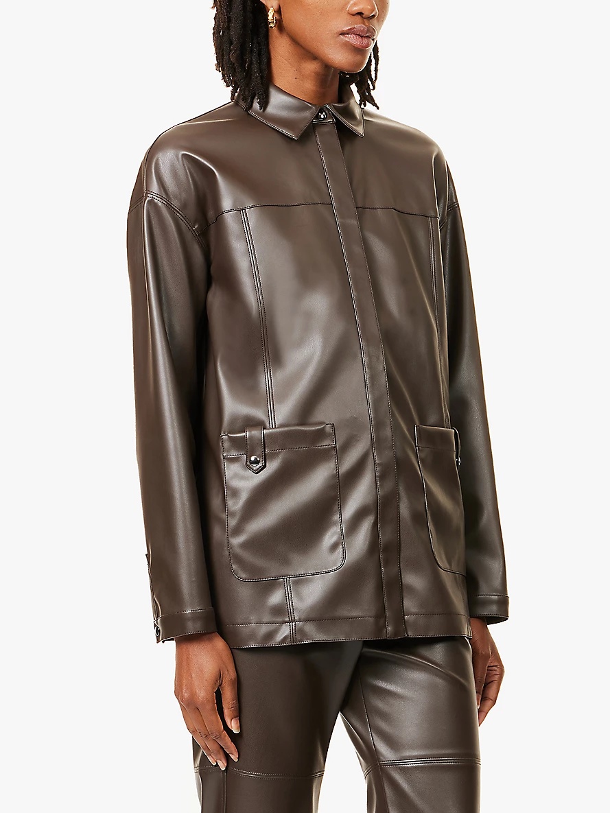 Quantum long-sleeves faux-leather shirt - 3