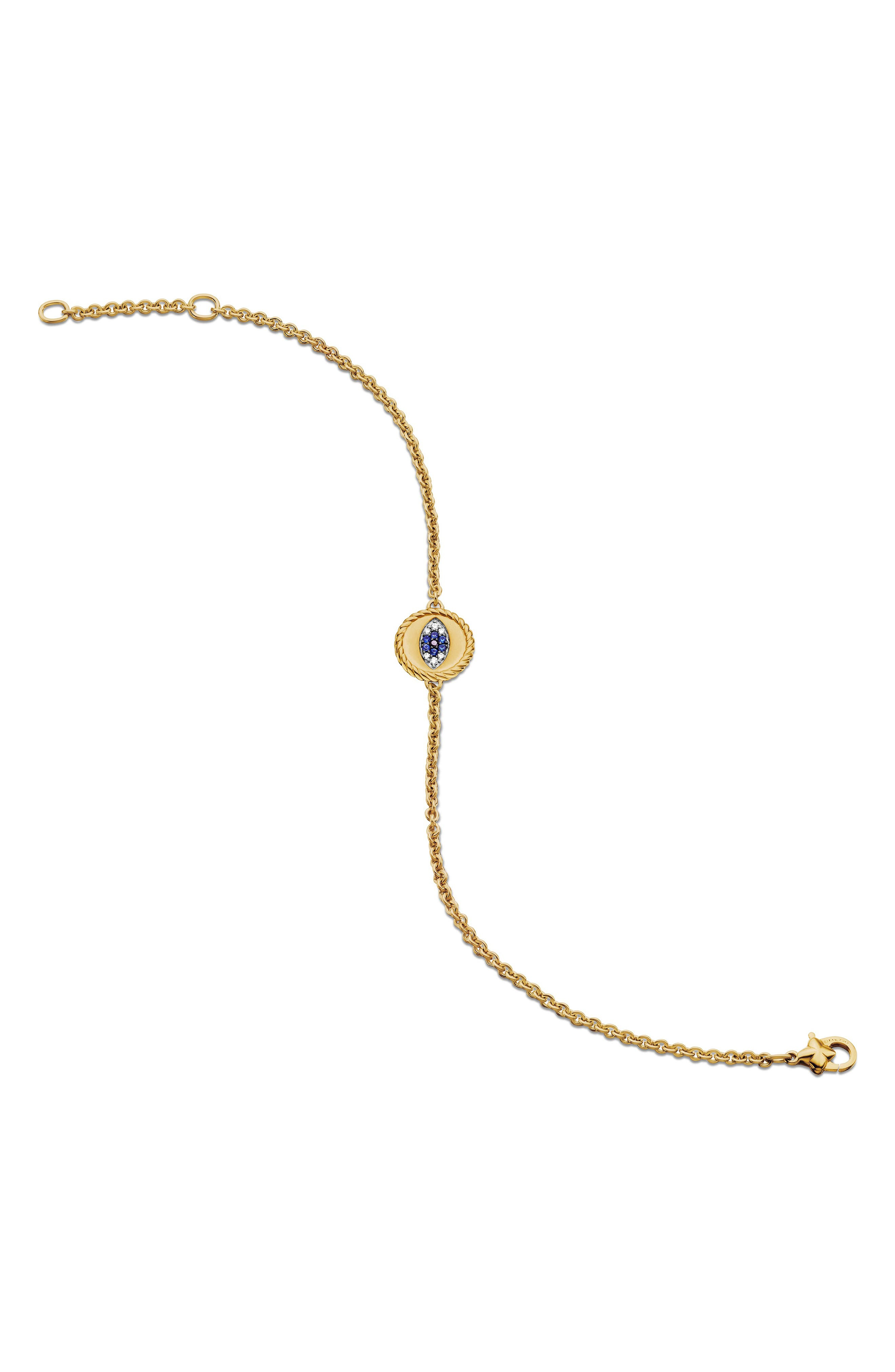 David Yurman Cable Collectibles Diamond & Sapphire Evil Eye Bracelet in Blue Sapphire/Diamond at Nor - 5