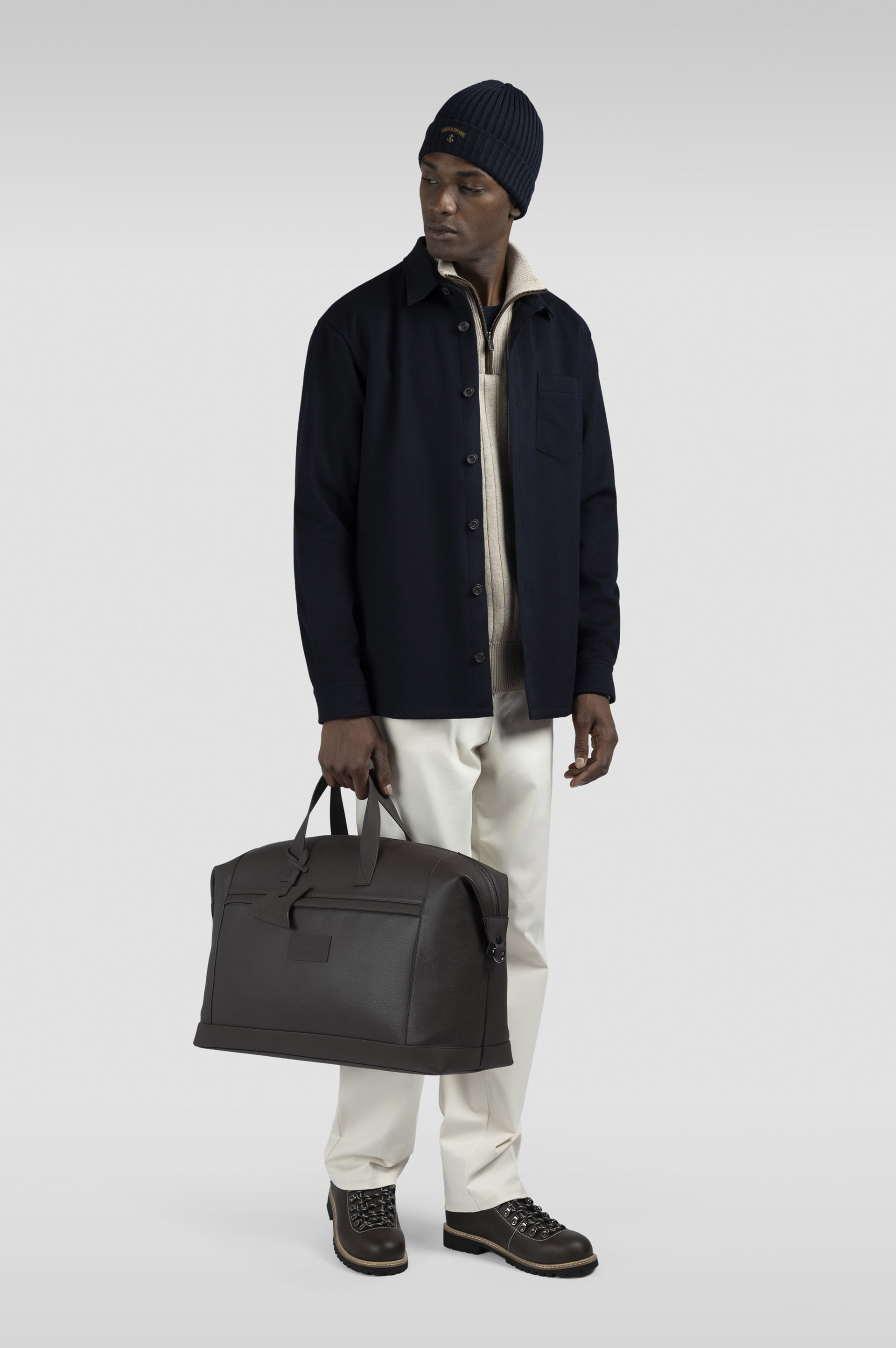 WOOL CASHMERE HALF ZIP SWEATER WITH SUEDE DETAILS - 2