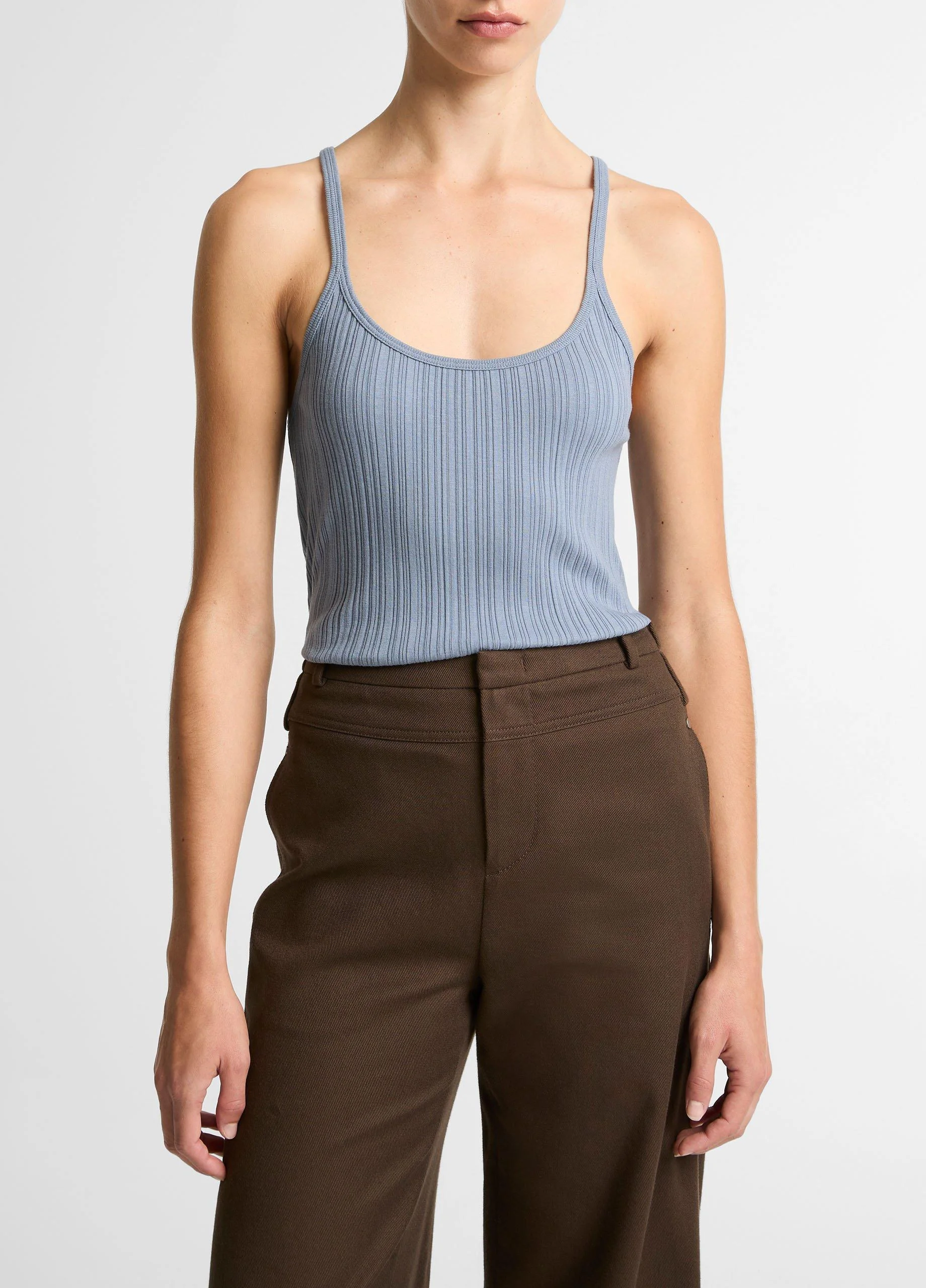 Variegated-Rib Cotton-Blend Tank - 1