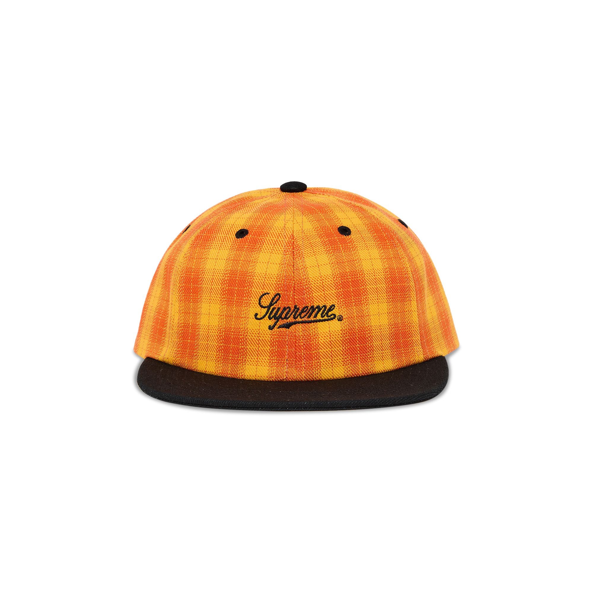 Supreme Script Logo 6-Panel 'Orange Plaid' - 1