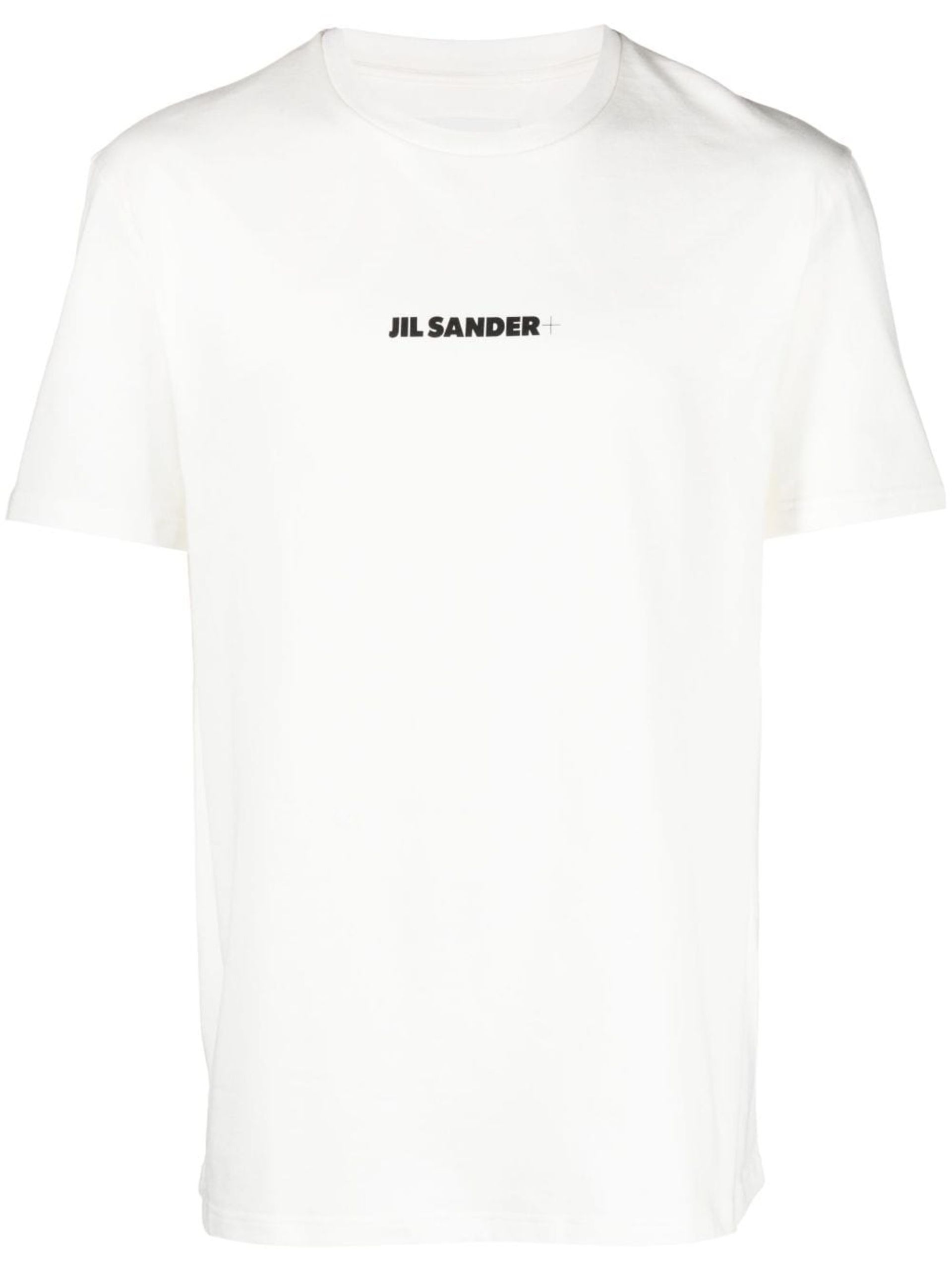 White Logo Print Cotton T-Shirt - 1