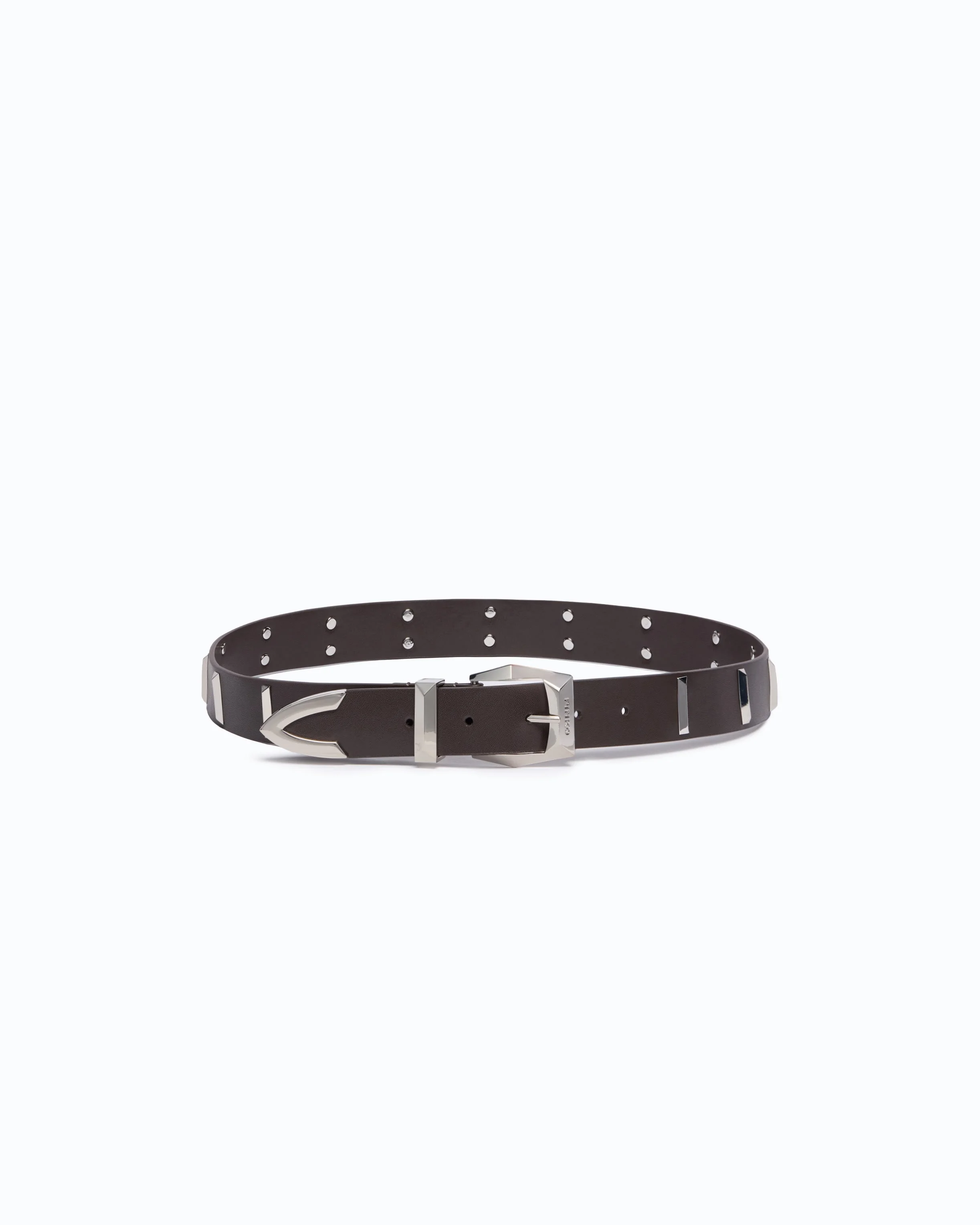 LEATHER BELT WITH RECTANGULAR STUDS, 3 CM - 1