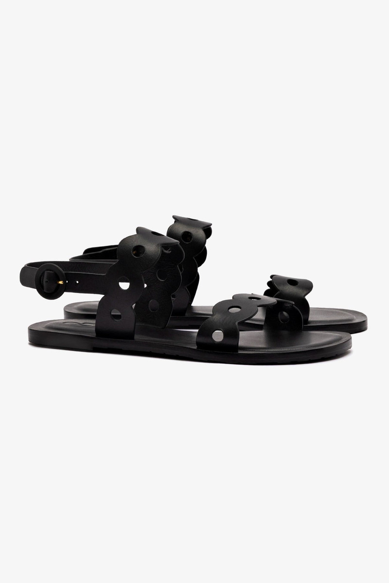 Florence Flat Sandal In Black Leather 5