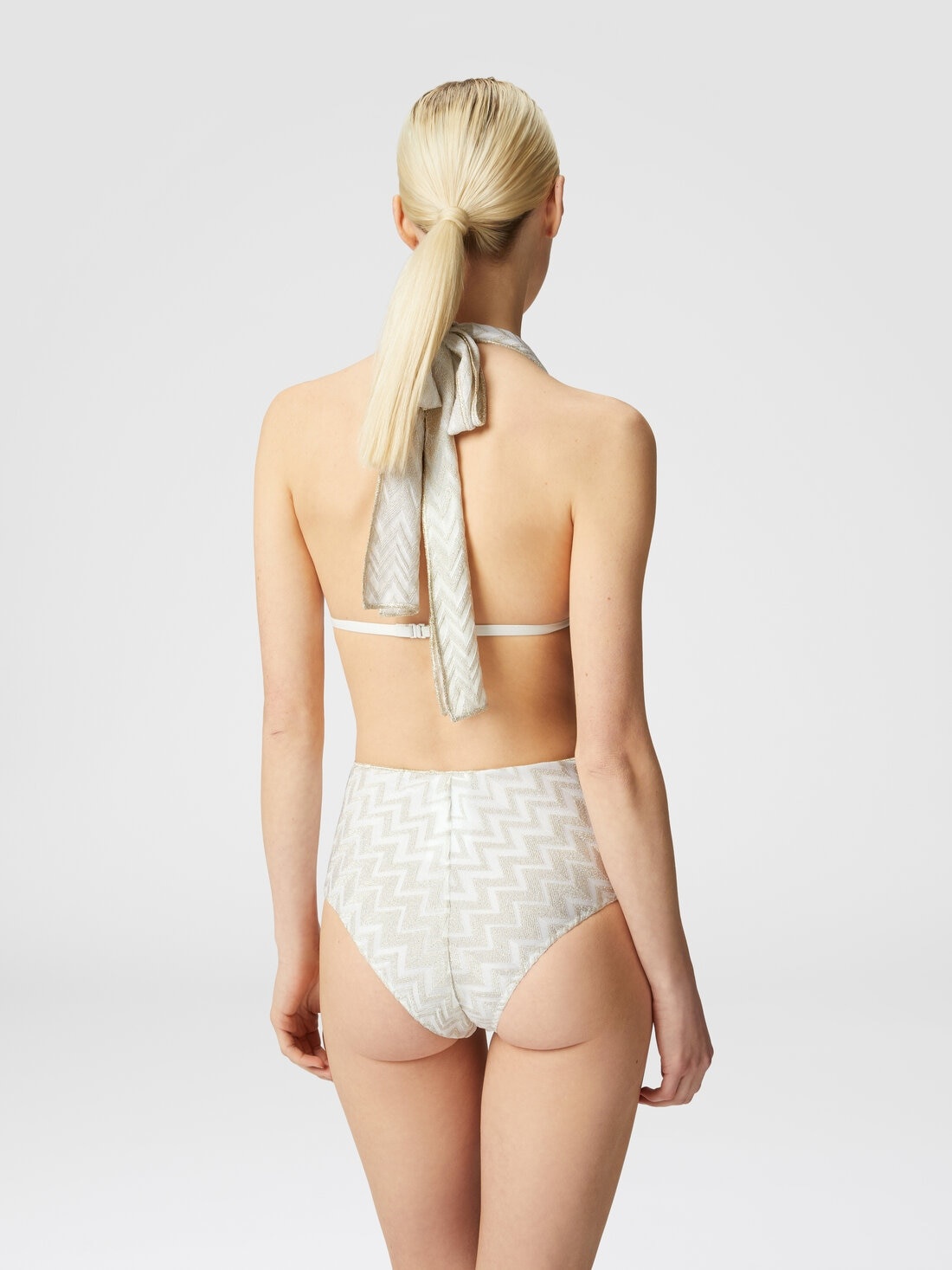 Tone-on-tone viscose blend chevron bikini with lurex - 4