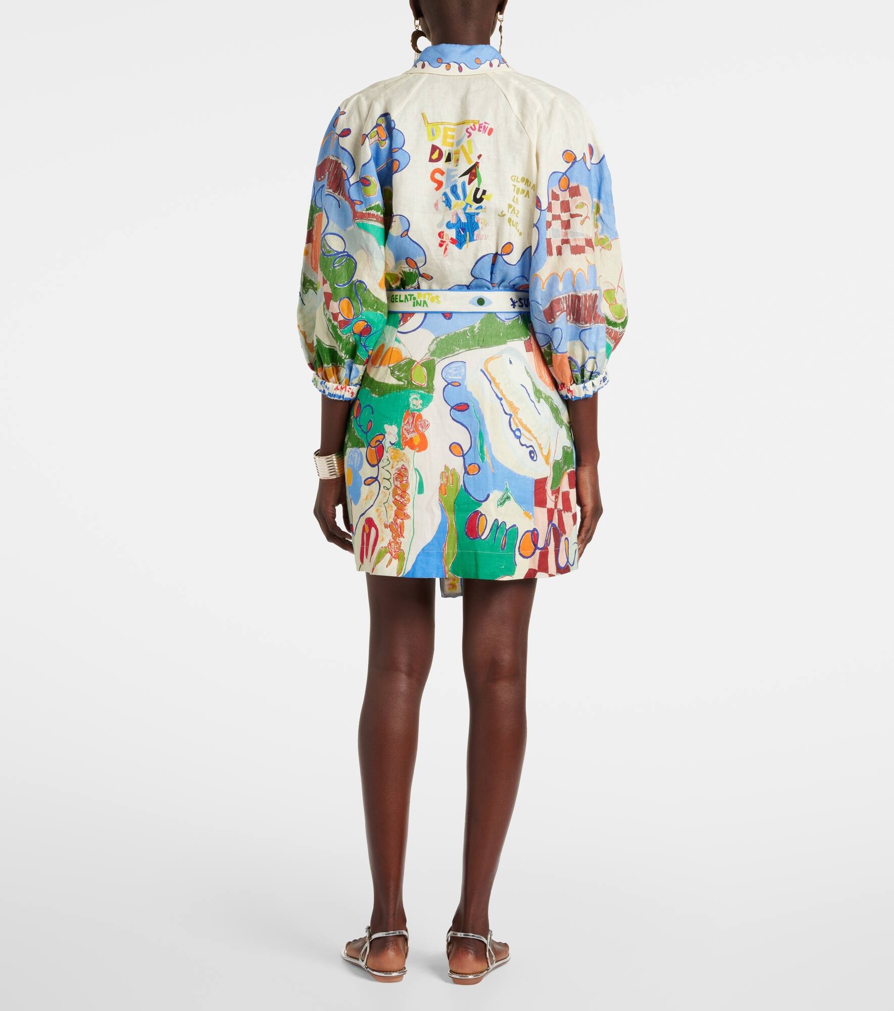 x Nadia Hernandez printed linen shirt dress - 3